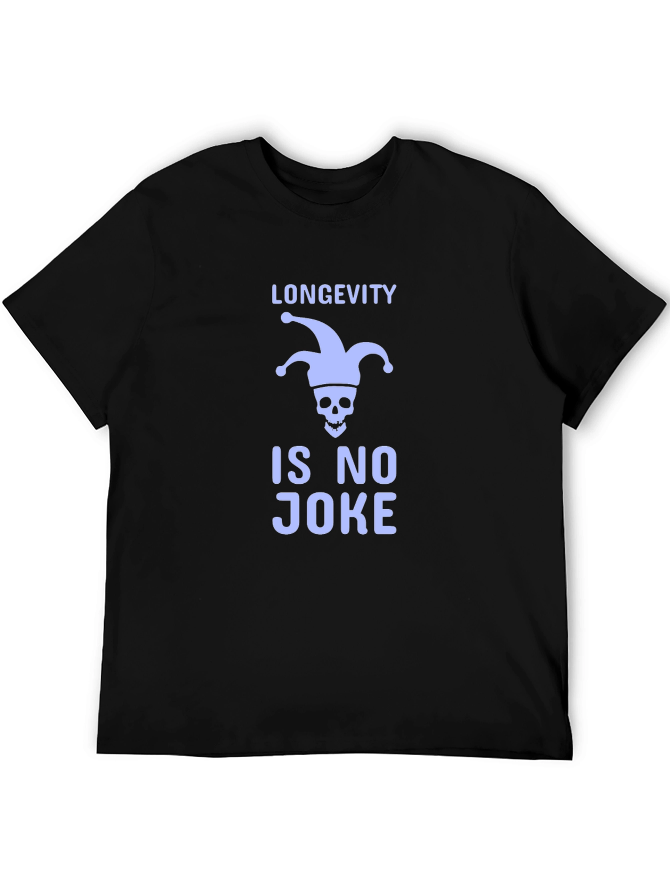 Black Longevity Is No Joke T-Shirt - Funny Skull Graphic Tee view 5