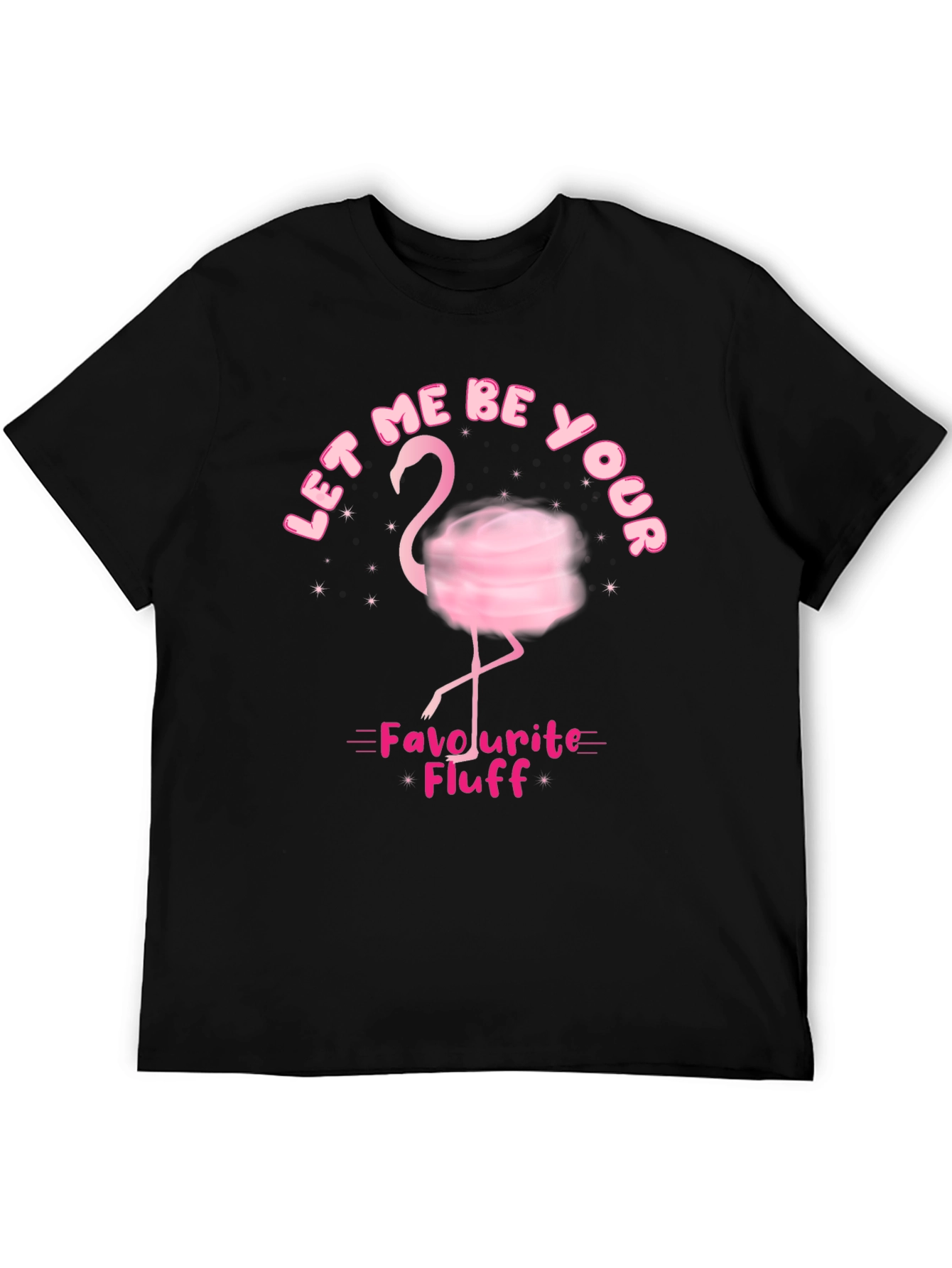 Black Whimsical Flamingo T-Shirt: Let Me Be Your Fluff! view 5