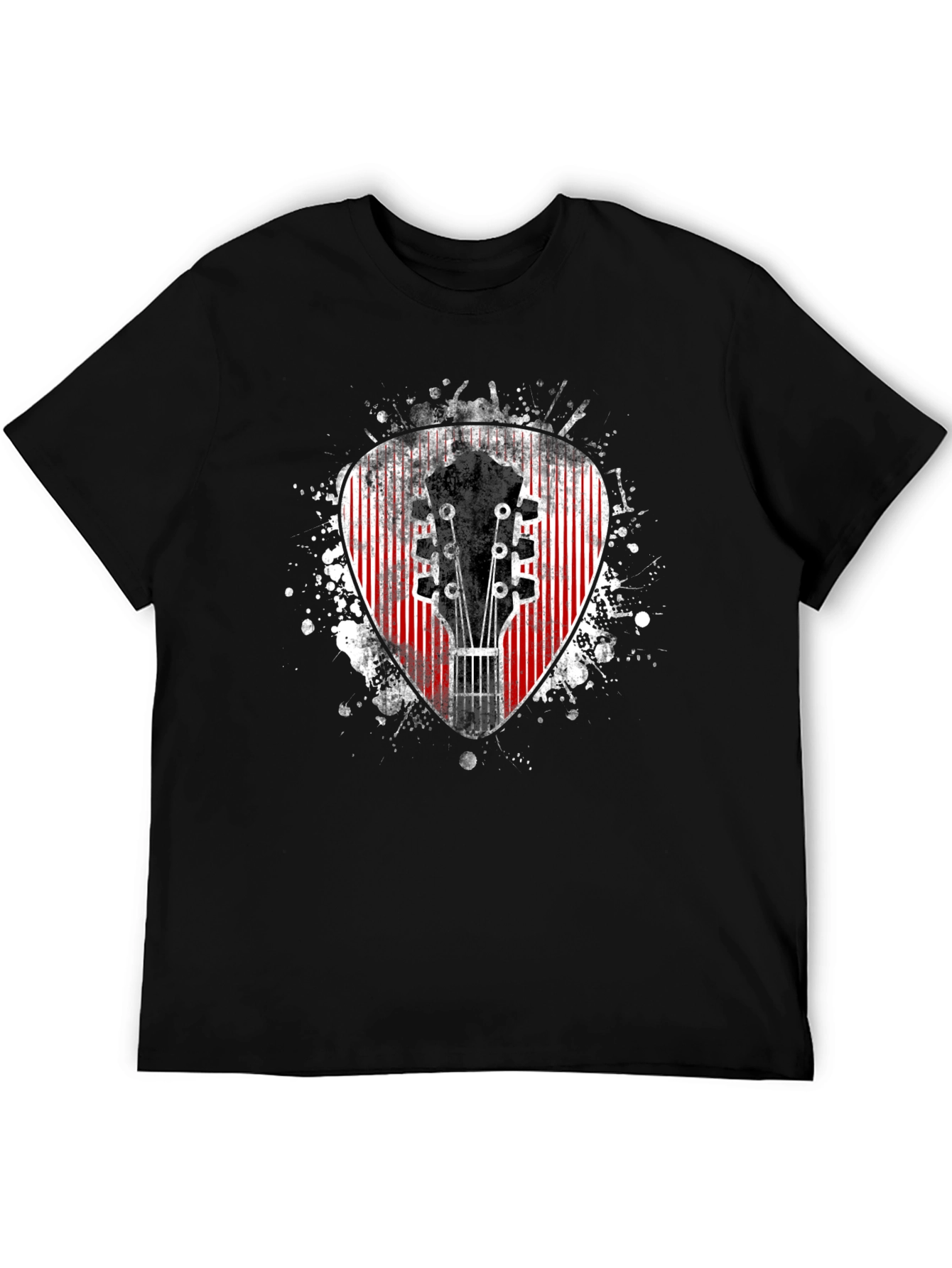 Black Guitar Pick Graphic Tee - Rock & Roll Shirt view 5