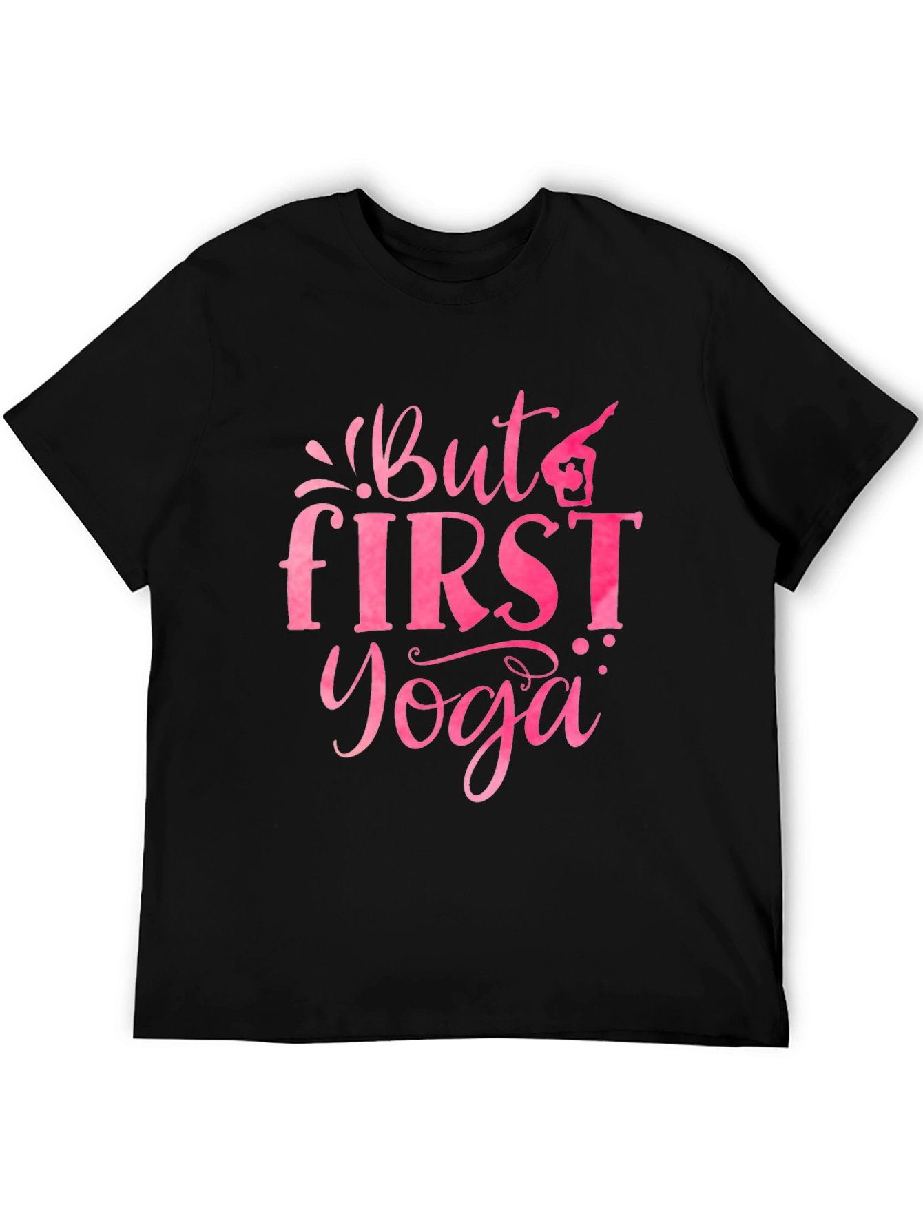 Black But First Yoga Graphic Tee - Black Cotton view 5