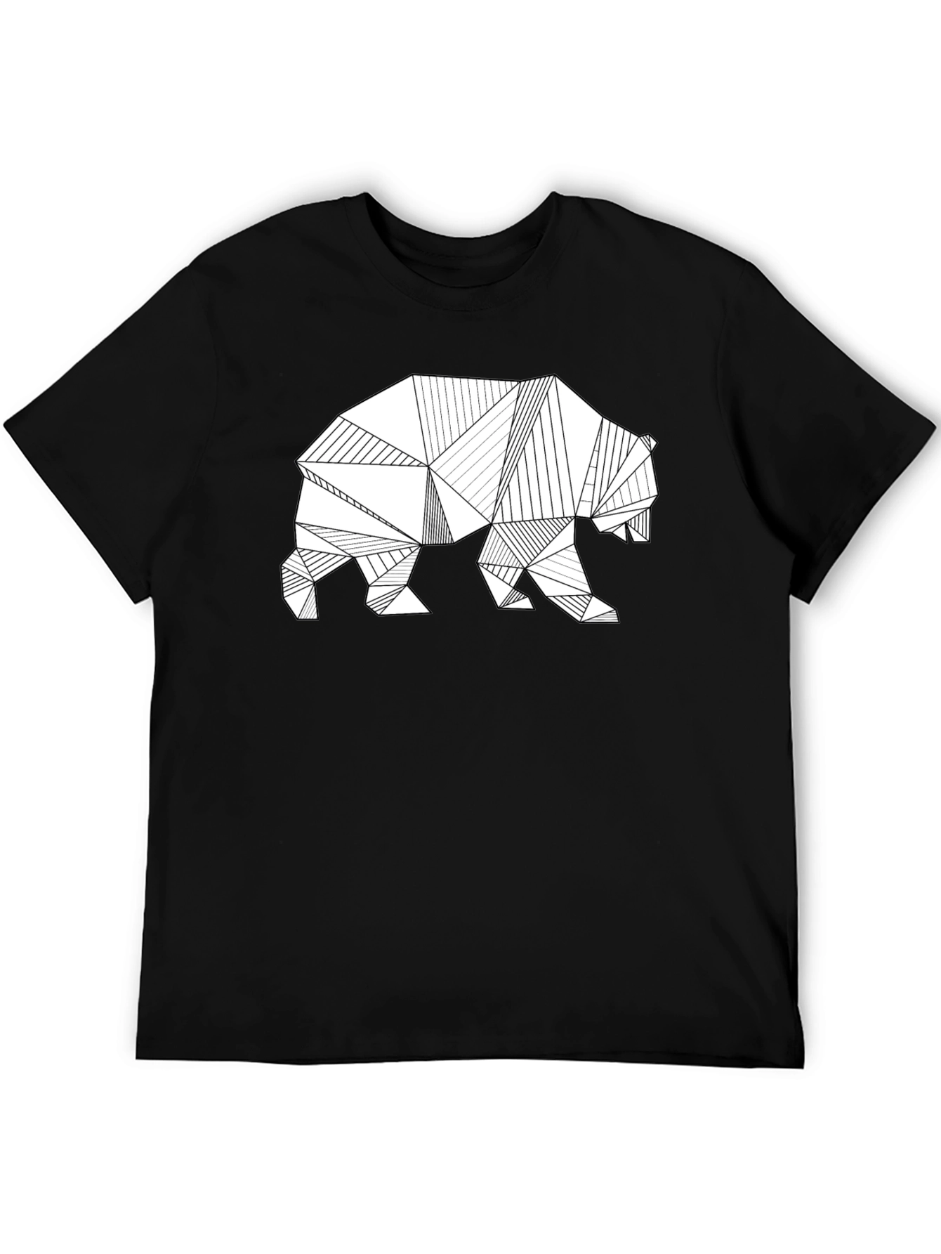 Black Geometric Bear Graphic T-Shirt - Modern Style view 5