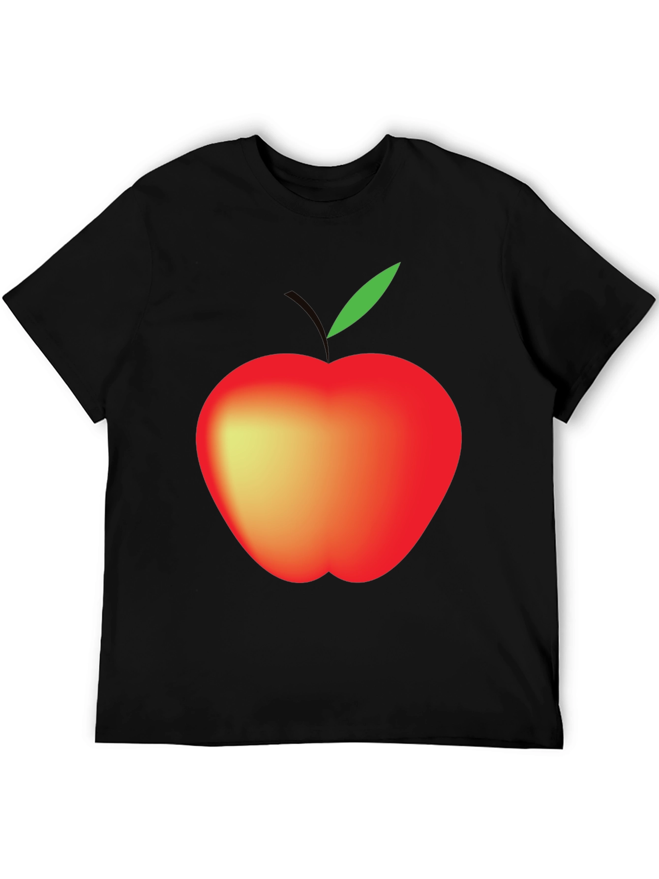 Black Men's Black Apple Graphic T-Shirt view 5