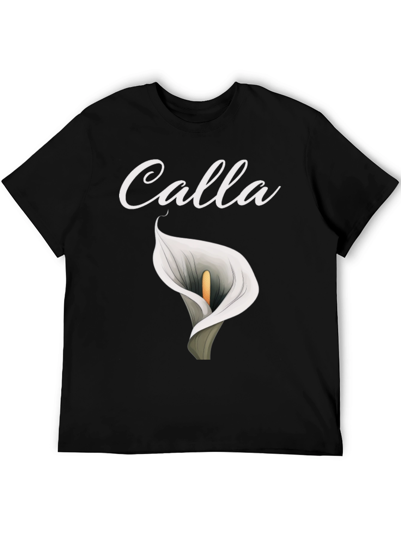 Black Calla Lily Graphic T-Shirt - Elegant Floral Design view 5