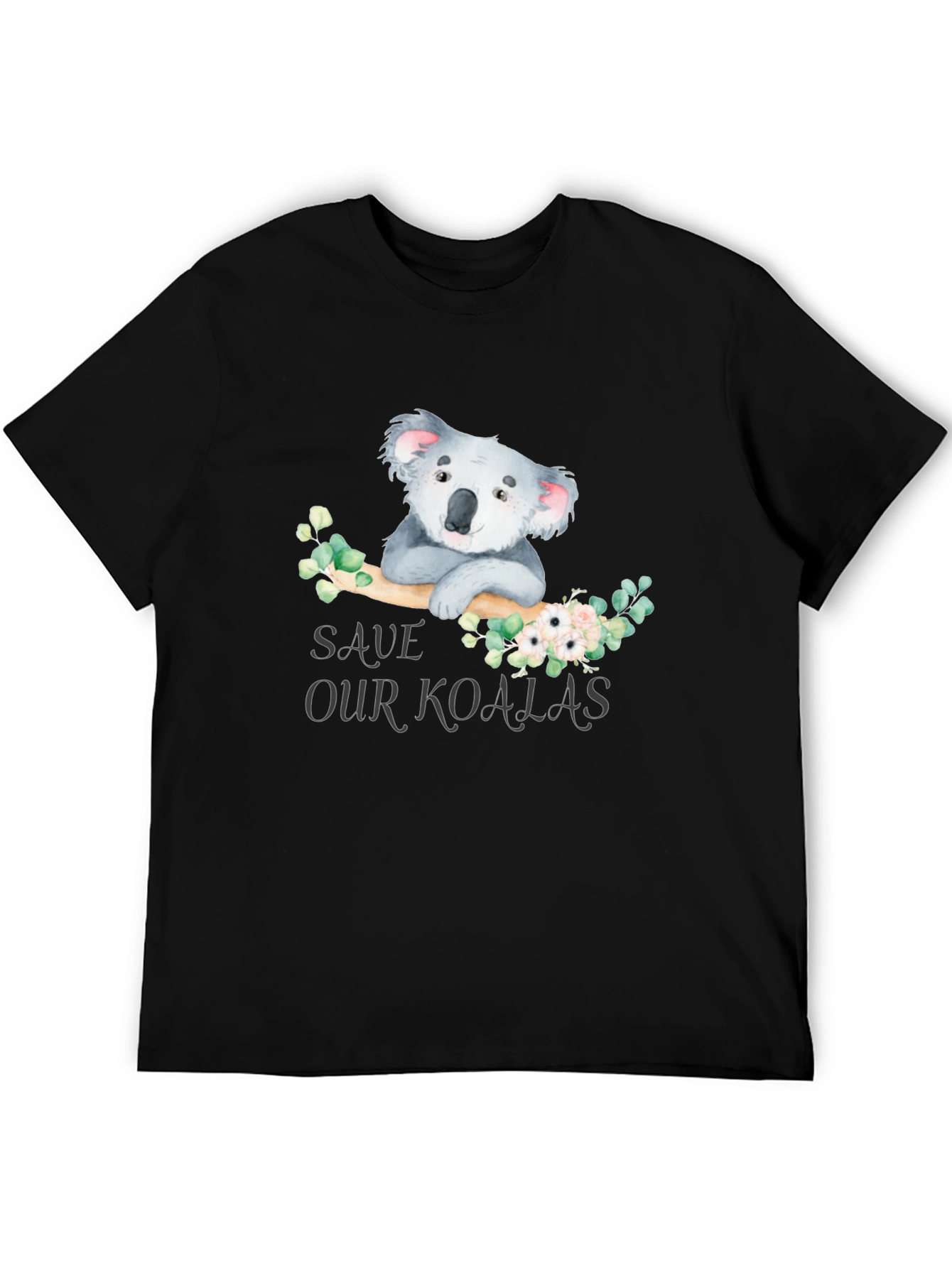 Black Save Our Koalas Graphic Tee - Soft Cotton view 5
