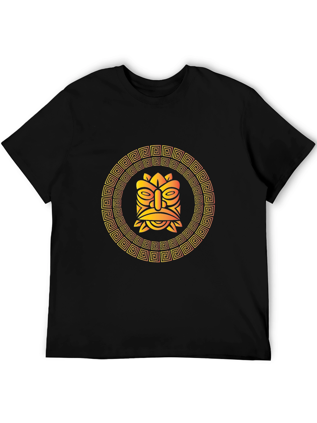 Black Tribal Tiki Mask Graphic T-Shirt view 5