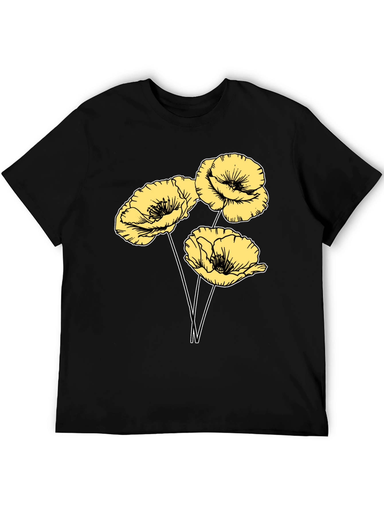 Black Floral Graphic T-Shirt - Black Cotton Blend view 5