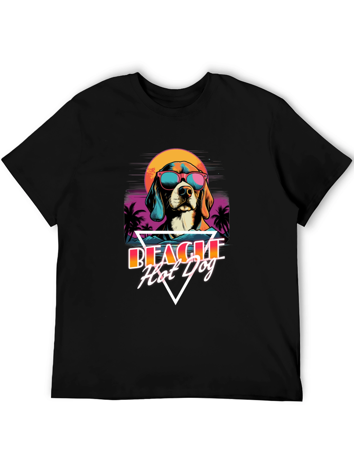 Black Retro Beagle Hot Dog T-Shirt view 5