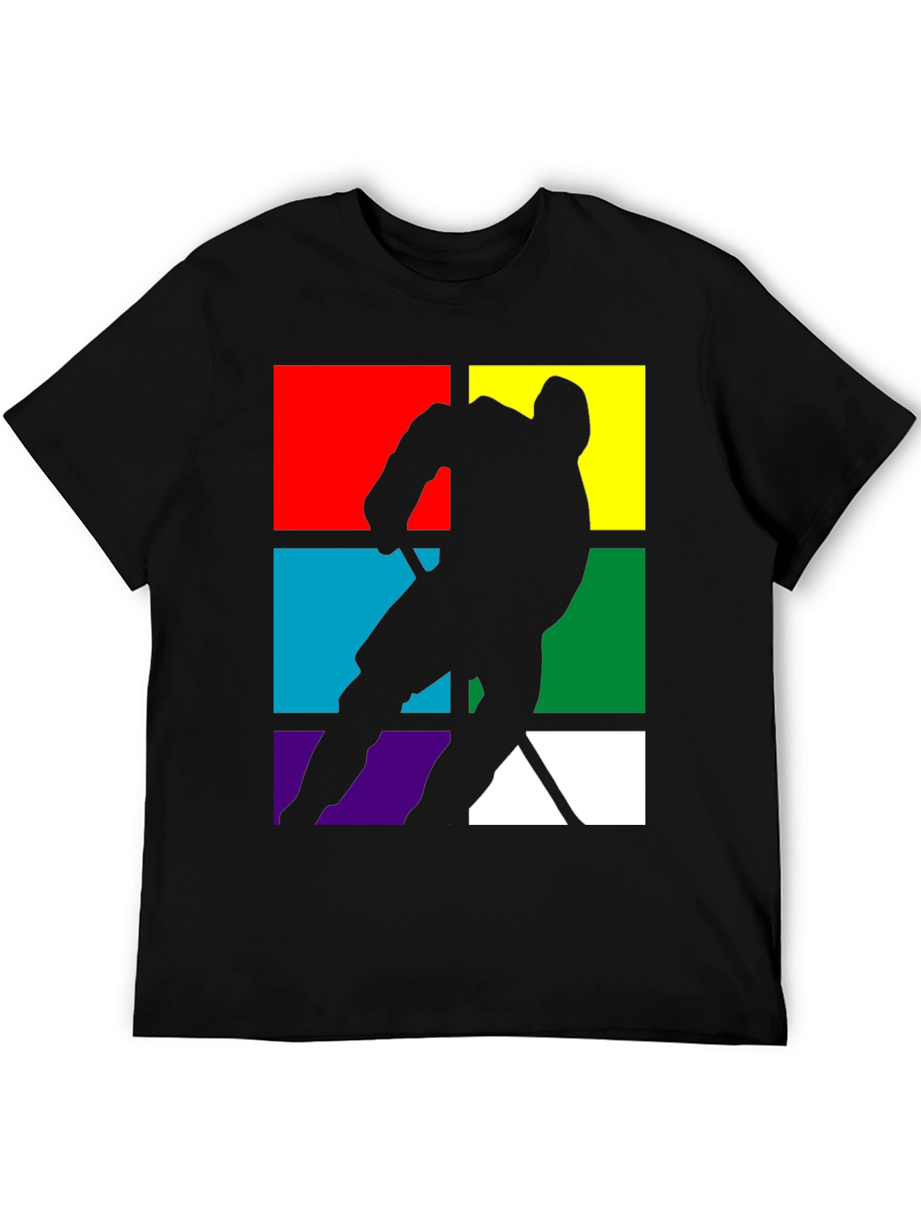 Black Retro Hockey Player Graphic Tee view 5