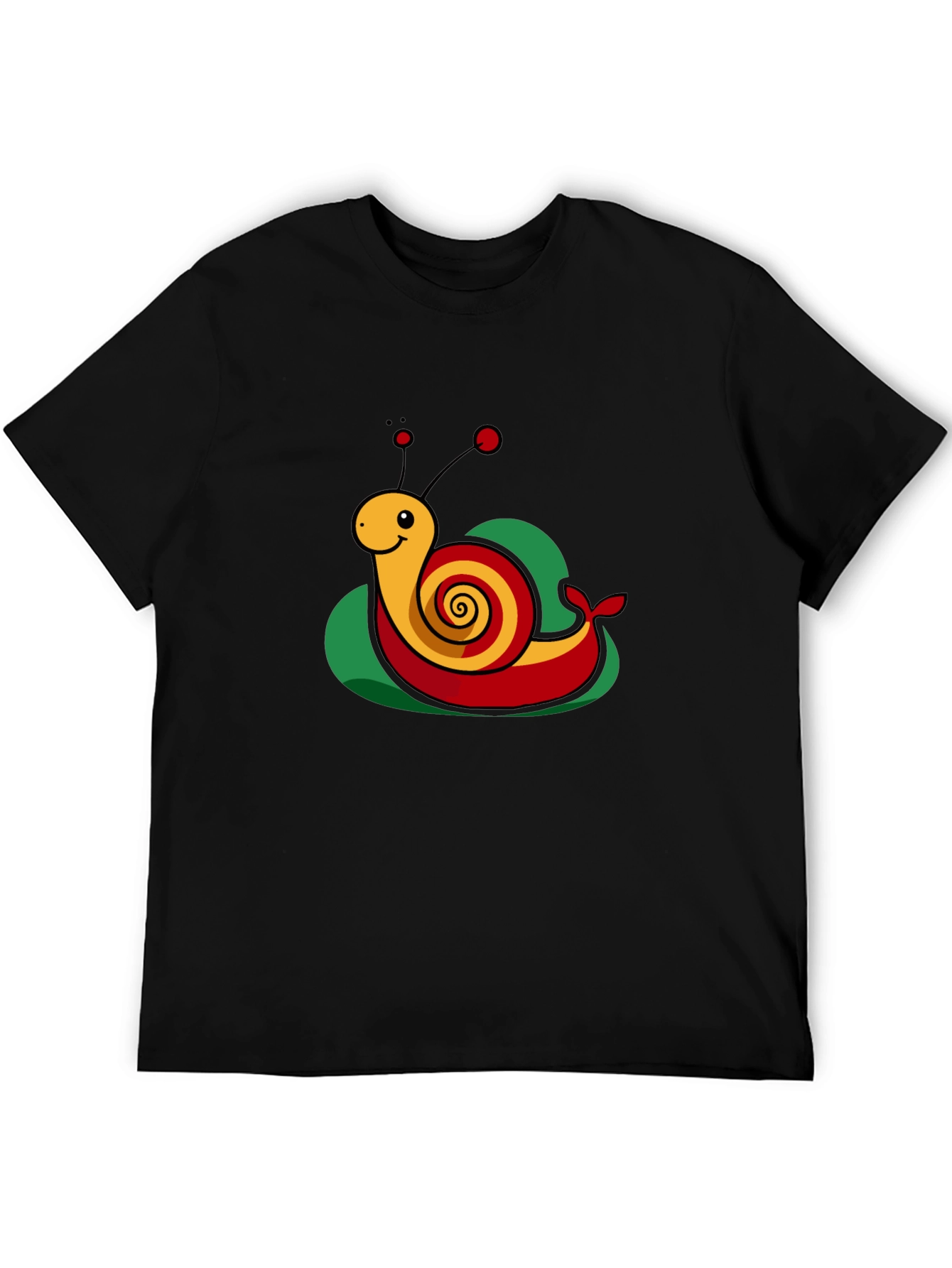 Black Snail Cartoon Graphic Tee - Black Cotton Casual Shirt view 5