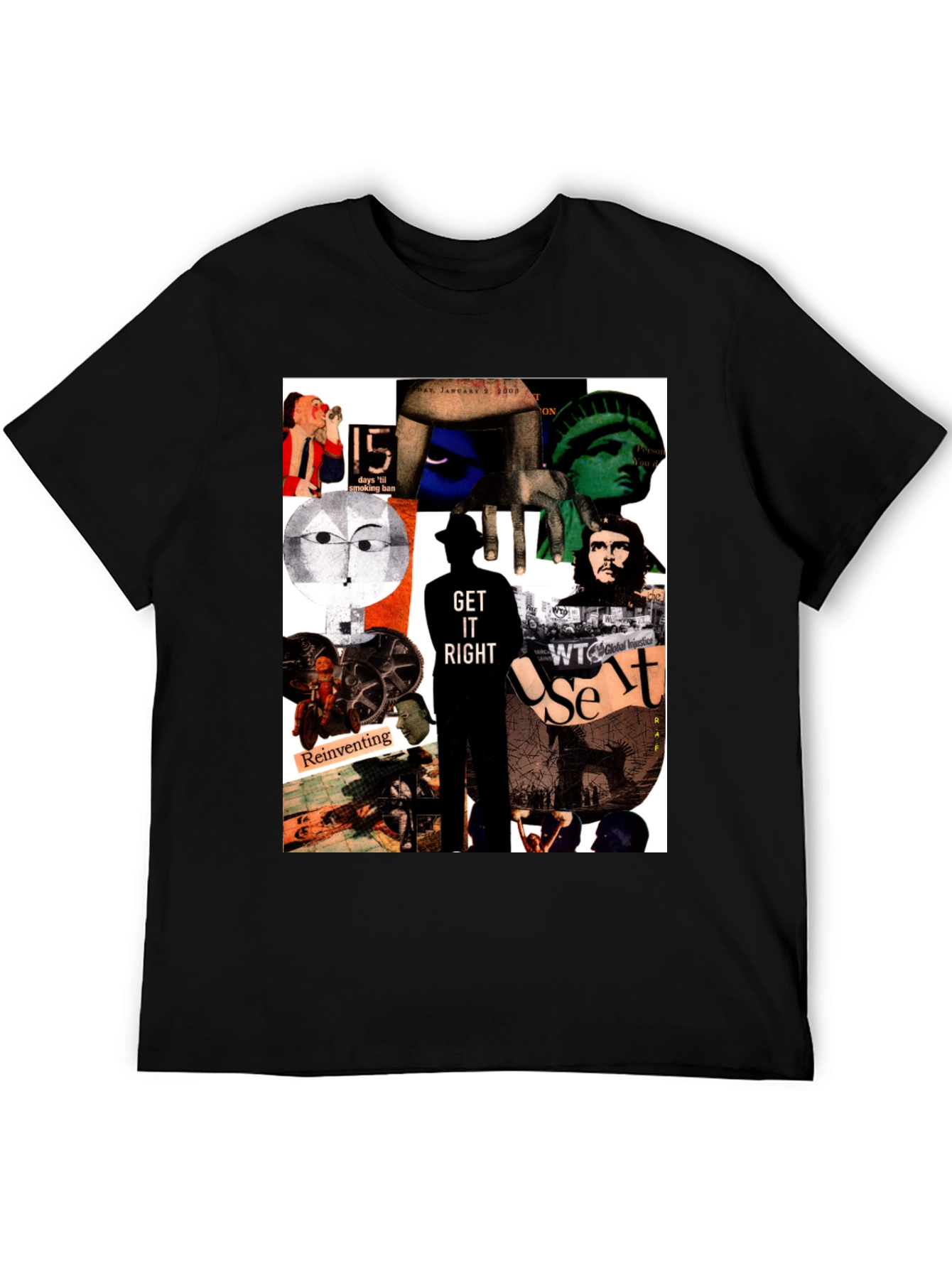 Black Artistic Collage Graphic T-Shirt view 5