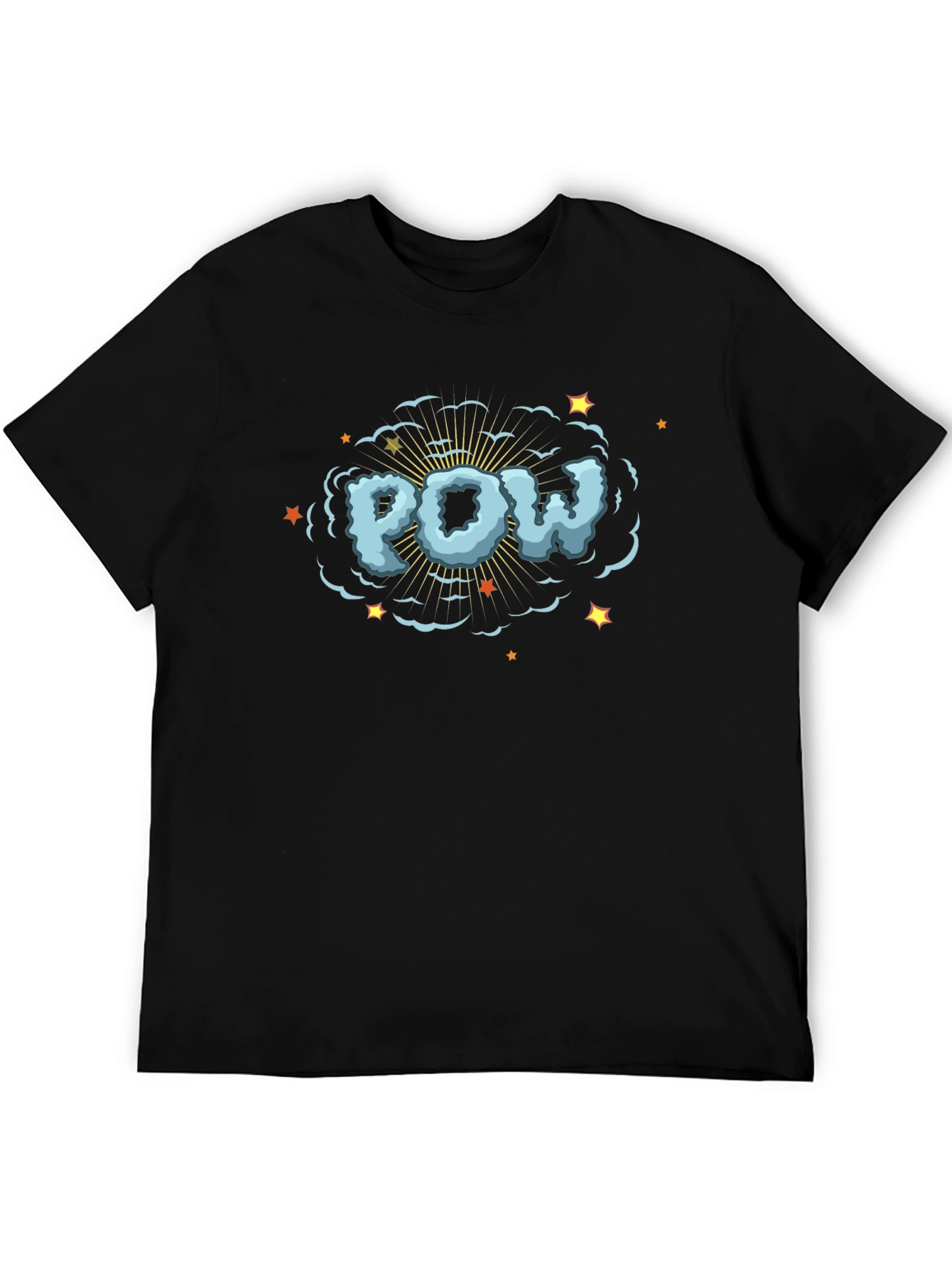 Black POW Comic Style Graphic Print T-Shirt view 5