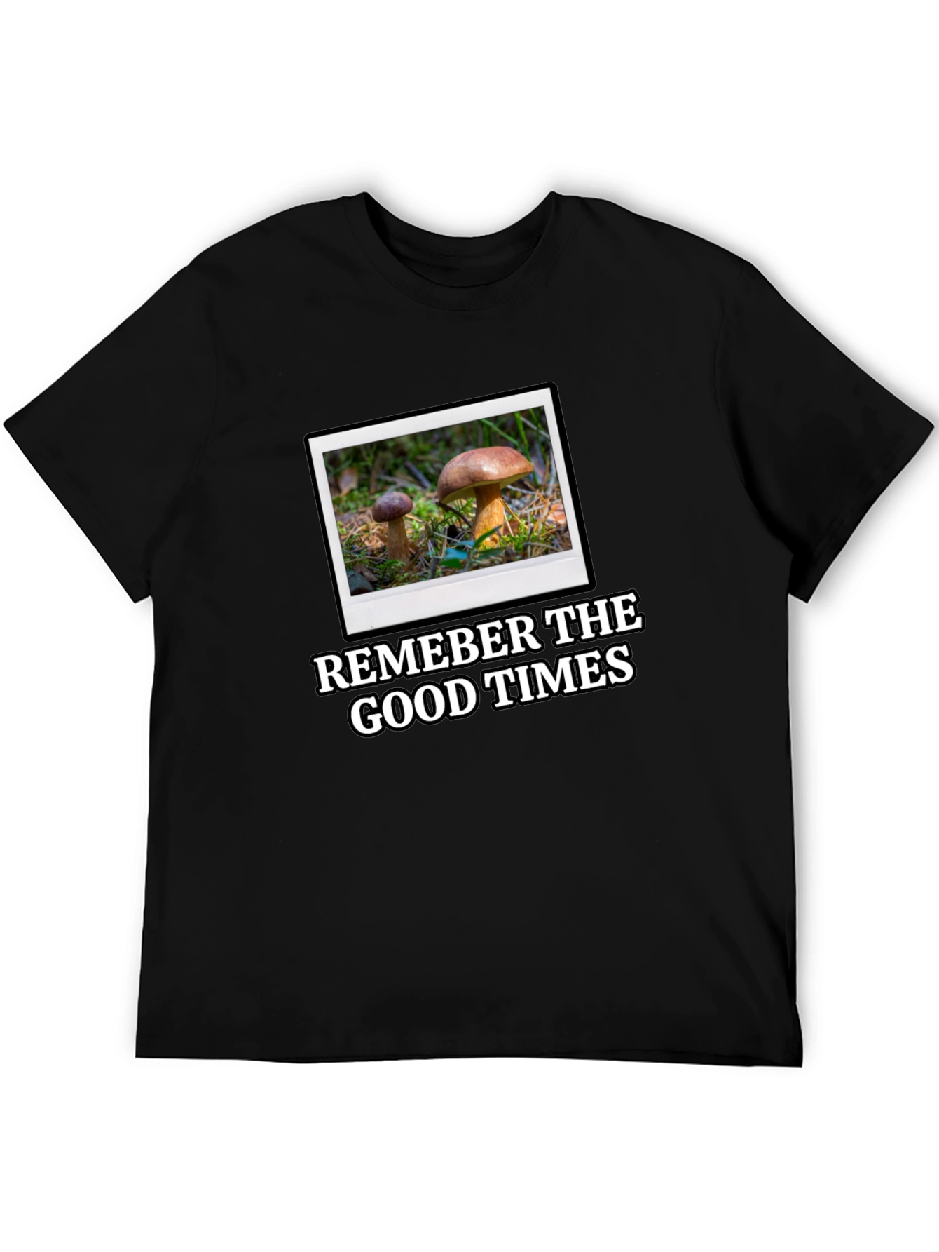 Black Mushroom Photo T-Shirt: Remember the Good Times! view 5
