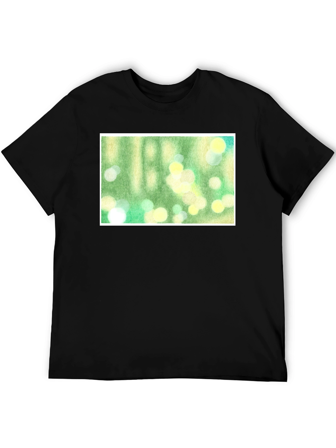 Black Green Bokeh Art Black T-Shirt view 5