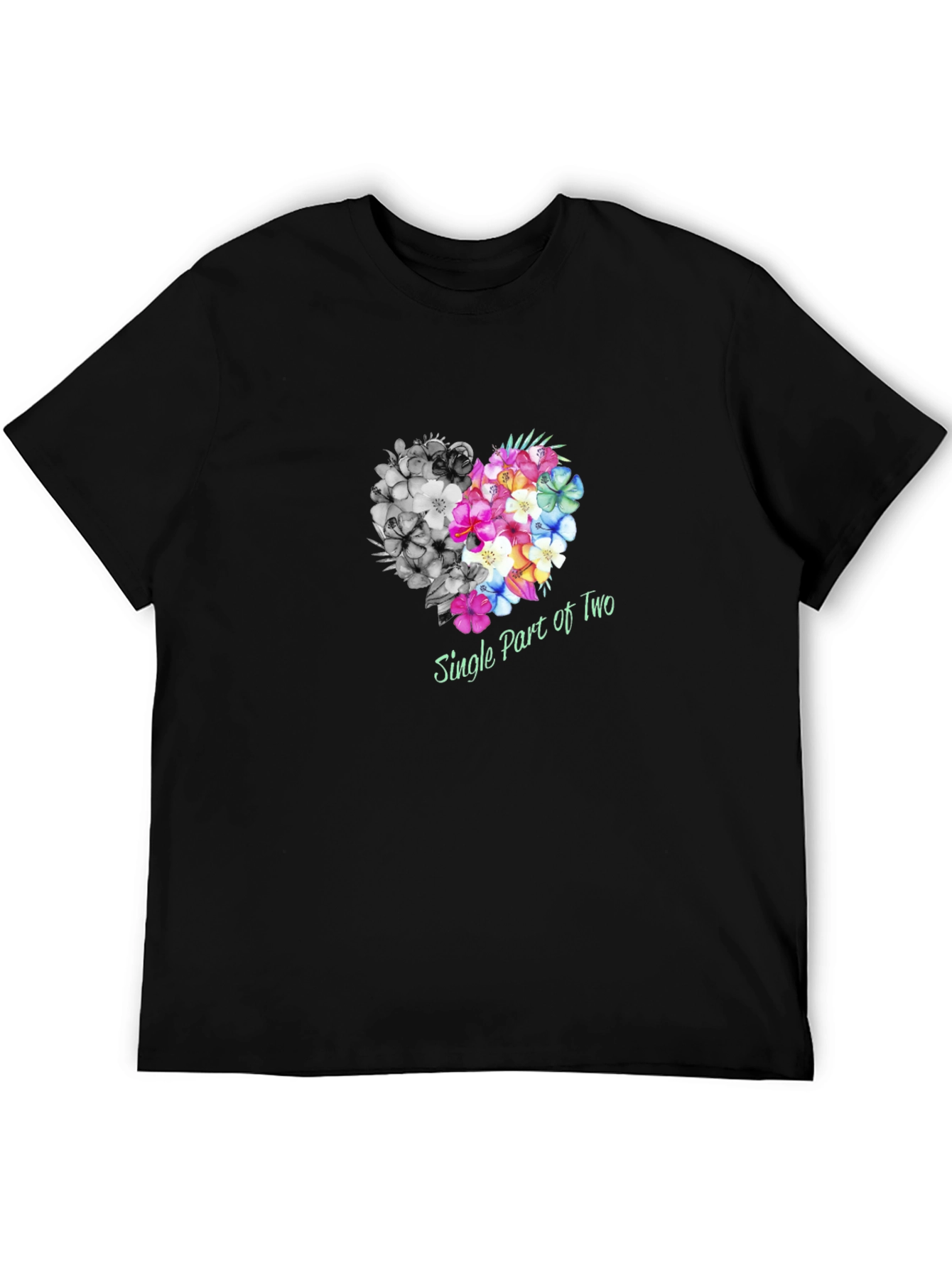 Black Single Part of Two Floral Heart T-Shirt view 5