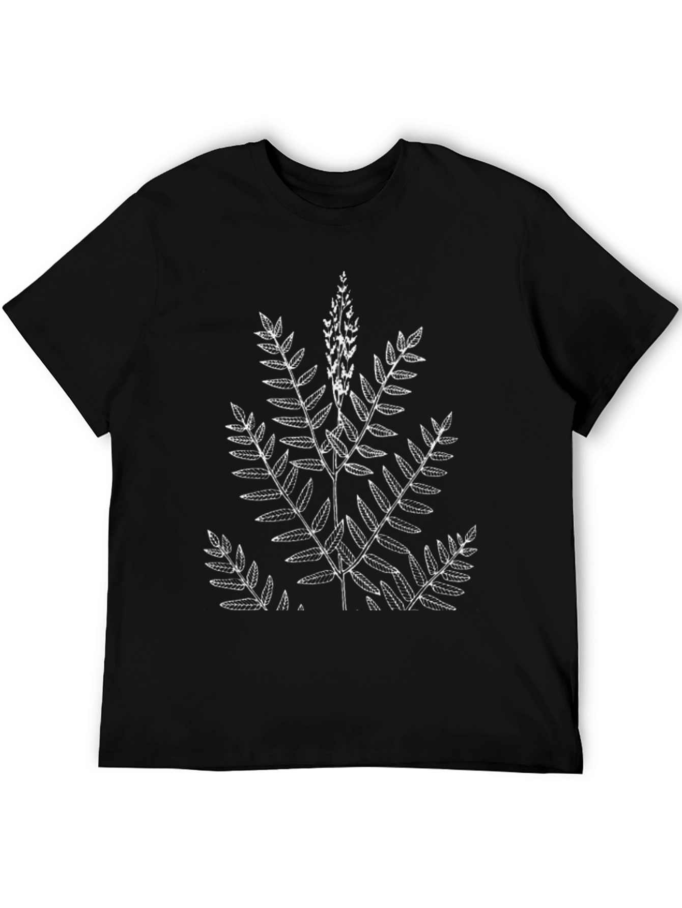 Black Botanical Fern Print Black T-Shirt view 5