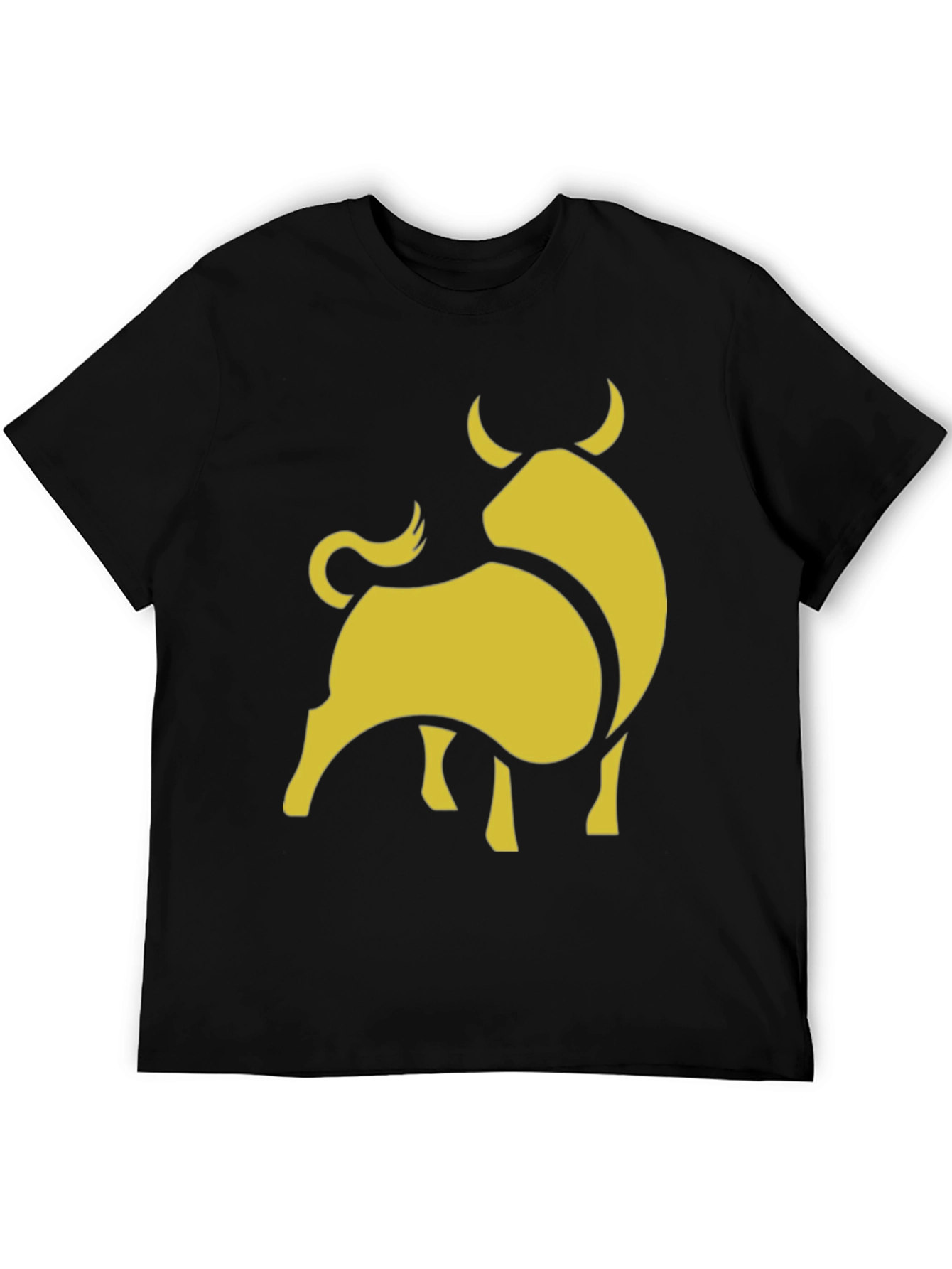 Black Stylish Black Tee with Gold Bull Graphic view 5