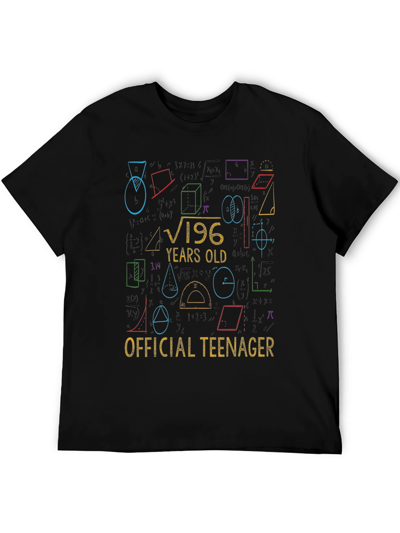 Black Funny 14th Birthday Math Equation Teenager T-Shirt view 5