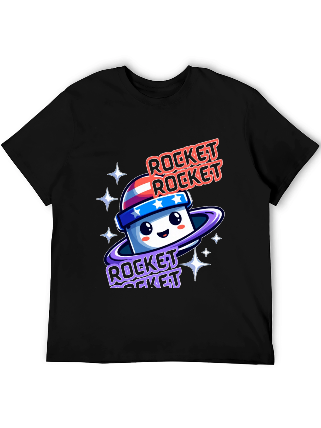 Black Rocket Rocket Cartoon Graphic Tee view 5