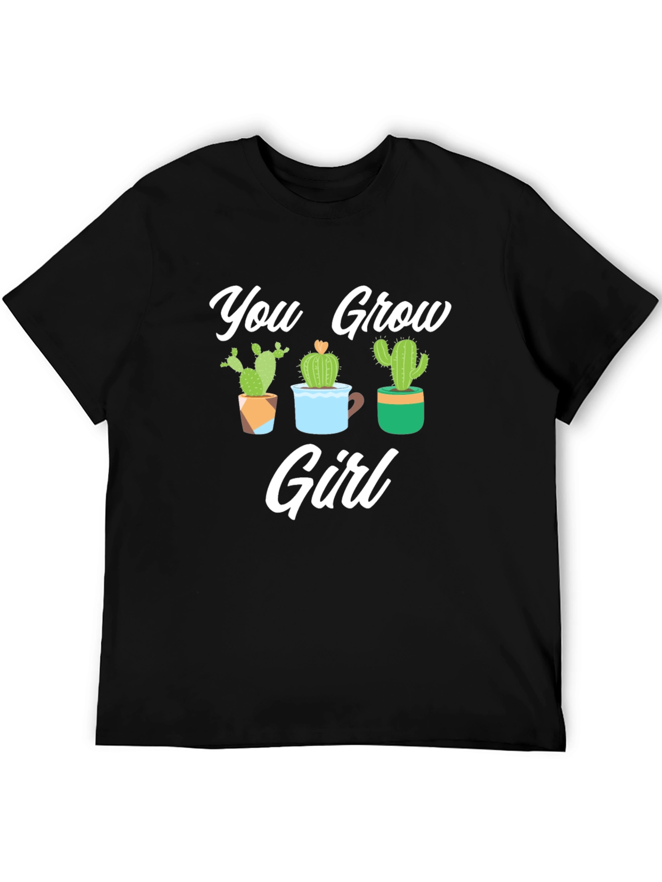Black You Grow Girl Cactus Graphic Tee Shirt view 5