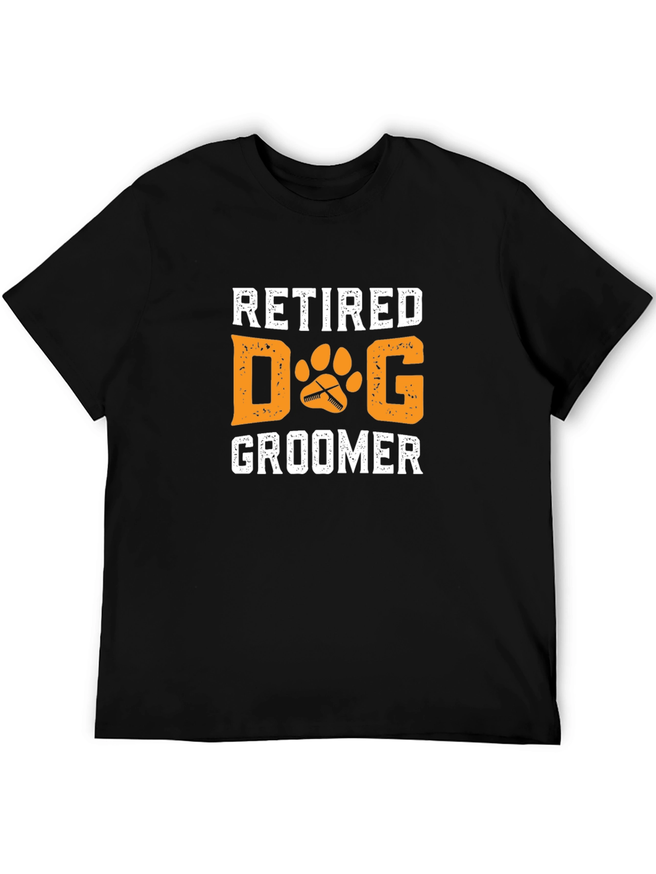 Black Retired Dog Groomer T-Shirt, Black Cotton Tee view 5