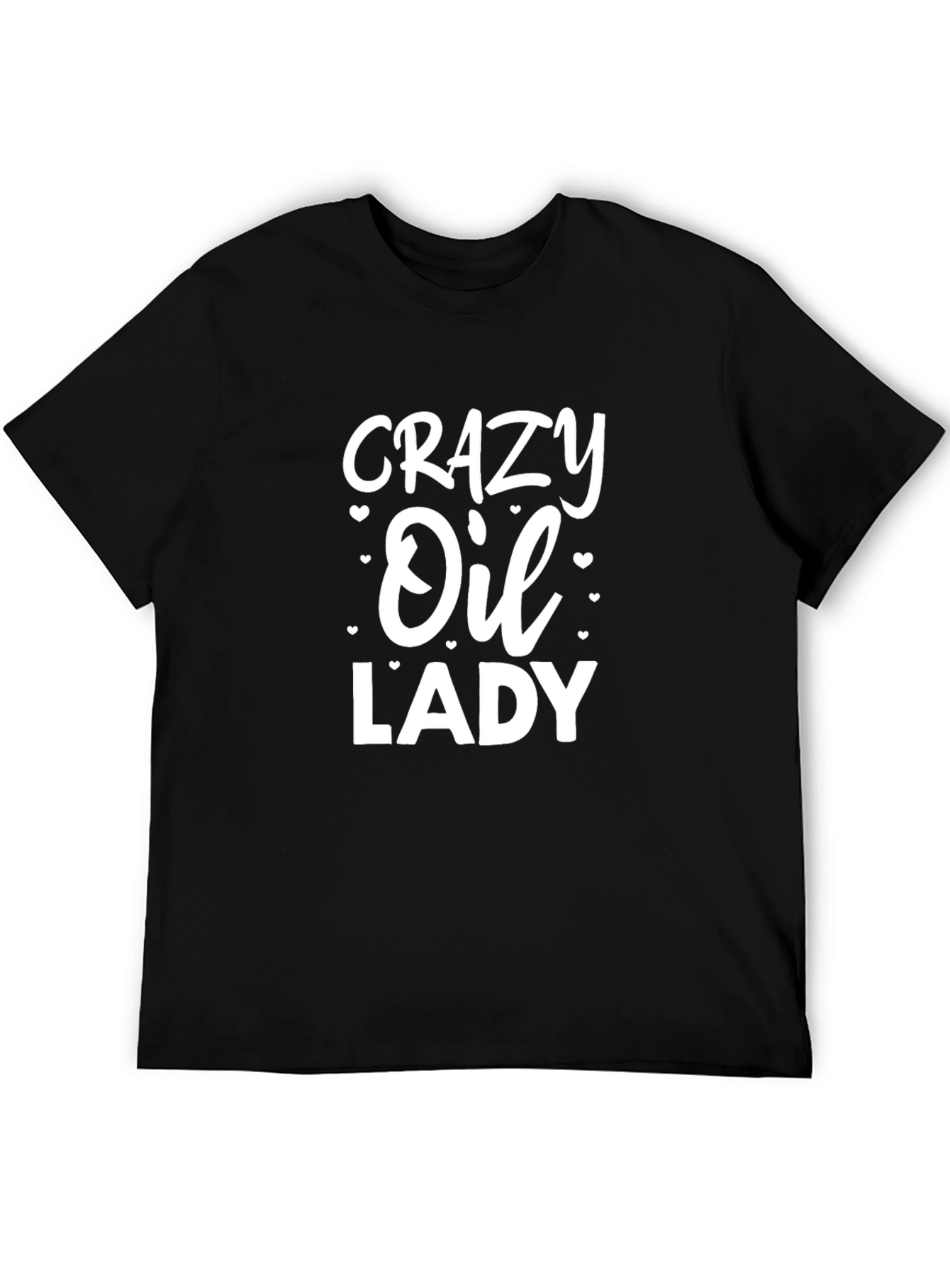 Black Crazy Oil Lady Graphic T-Shirt - Unisex Black Tee view 5