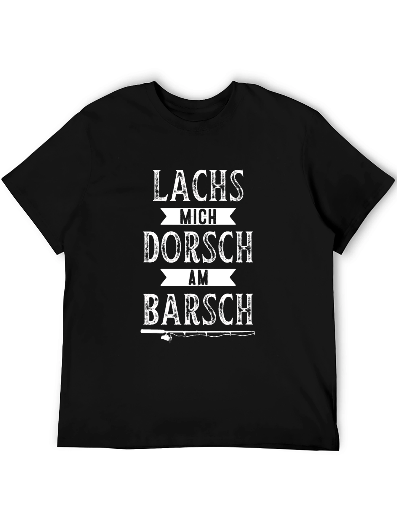 Black Fishing Humor Graphic T-Shirt - "Lachs Mich Dorsch Am Barsch" view 5