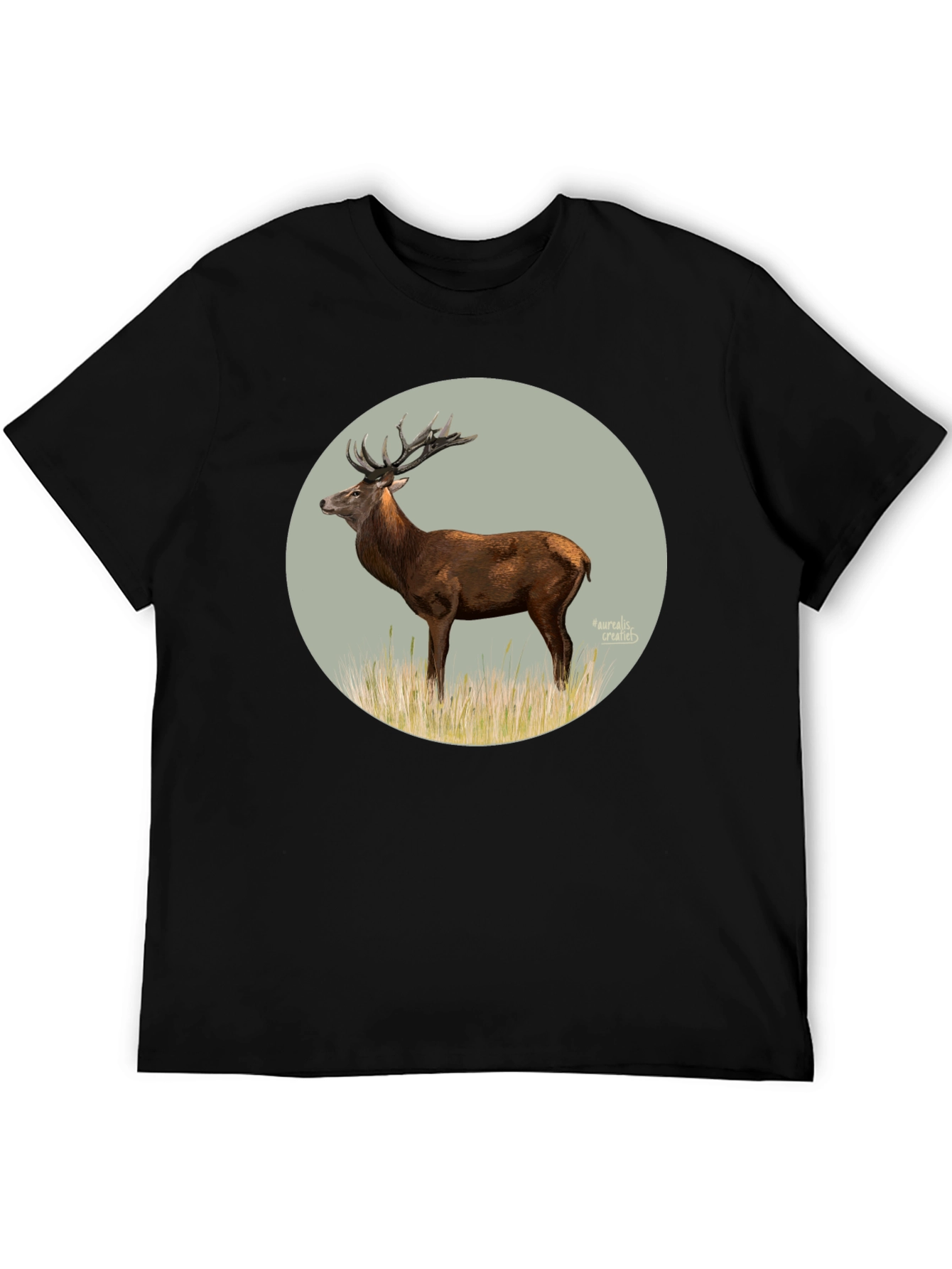 Black Deer Graphic Tee - Black Cotton T-Shirt view 5