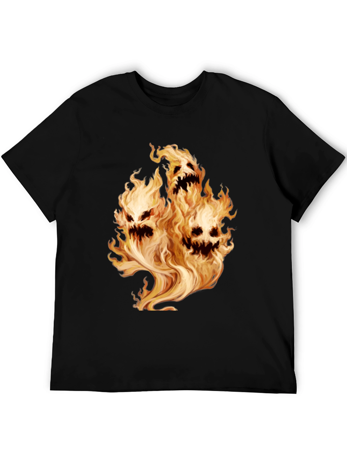 Black Flaming Skull Graphic Tee - Men's Black T-Shirt view 5