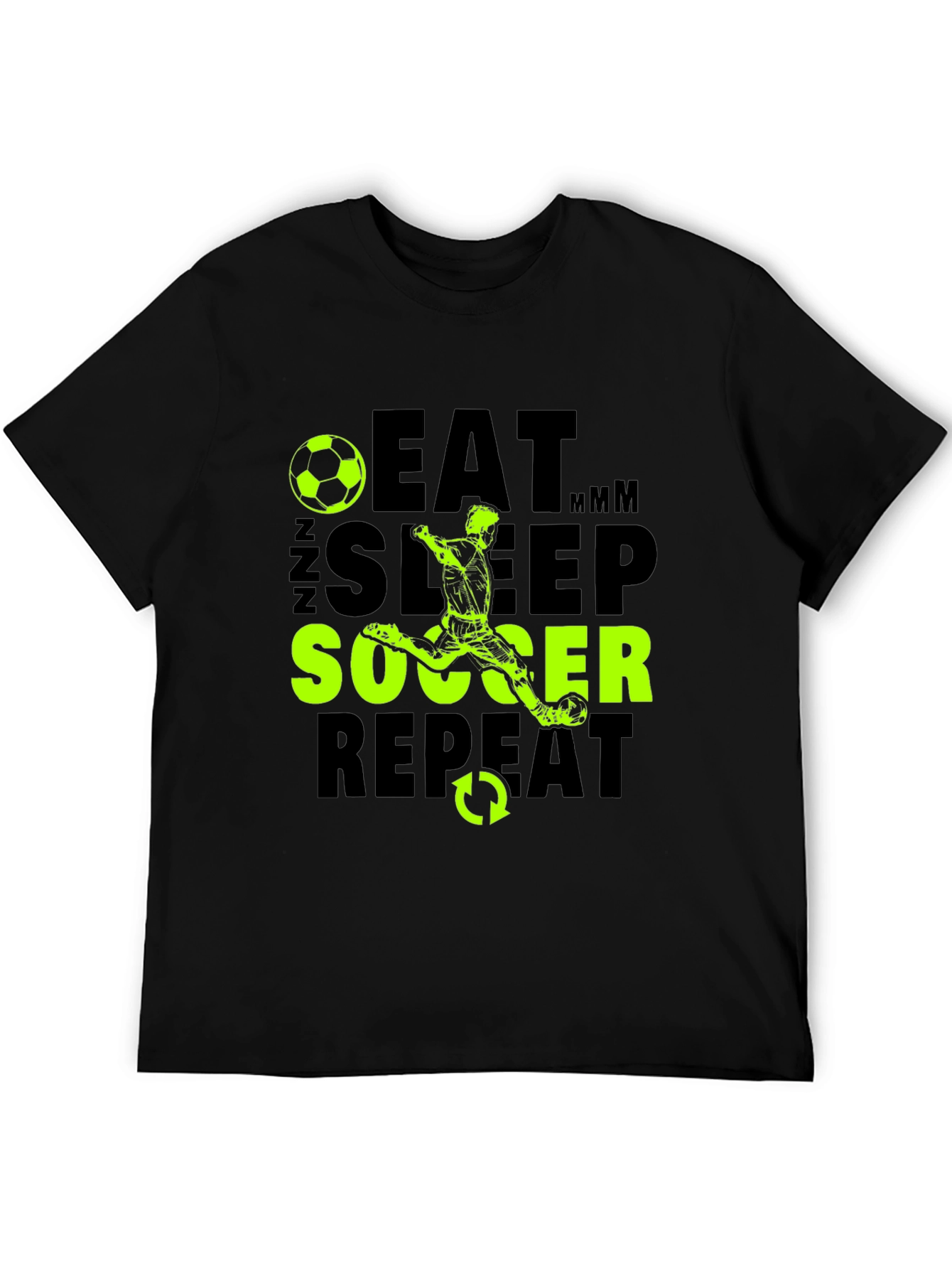 Black Eat Sleep Soccer Repeat Graphic T-Shirt view 5