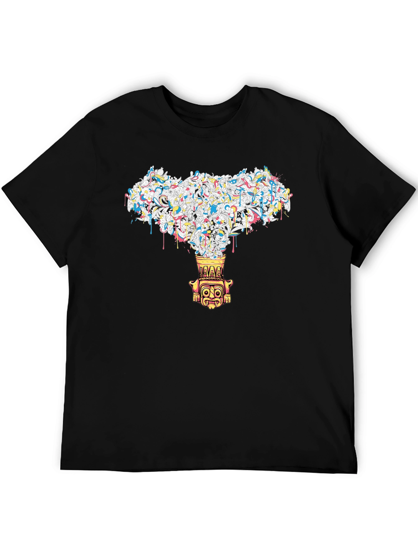 Black Abstract Tiki Graphic Black Tee view 5