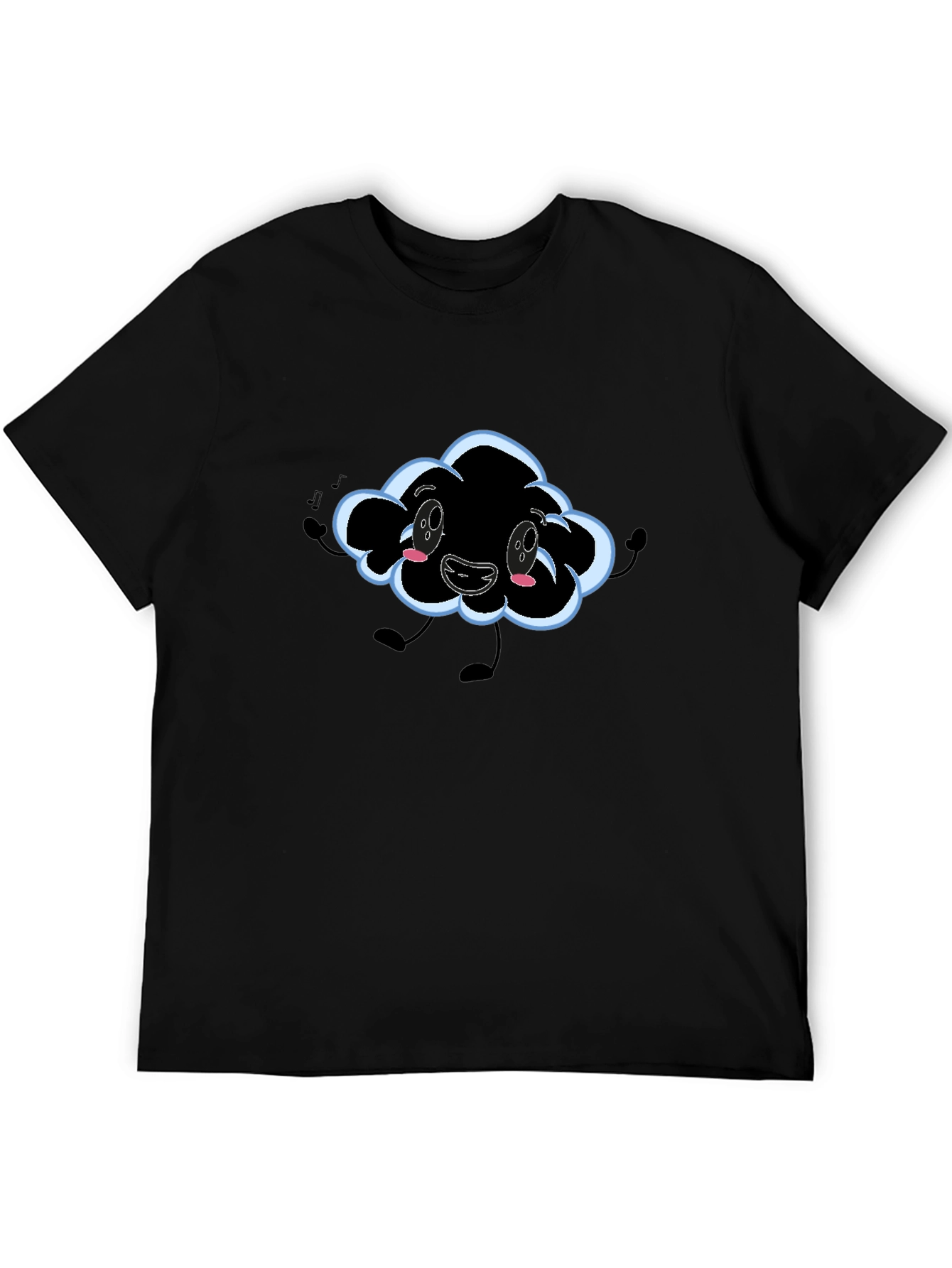 Black Cartoon Cloud Graphic T-Shirt - Black view 5