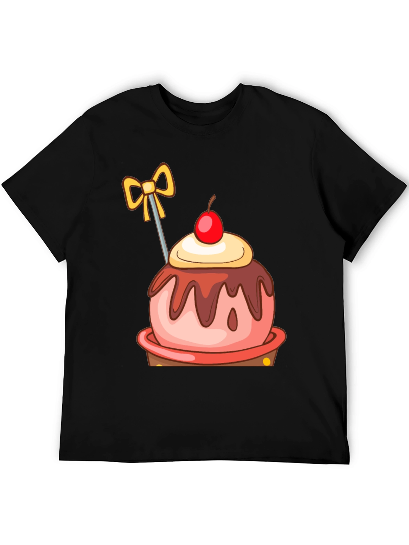 Black Cartoon Cupcake T-Shirt view 5