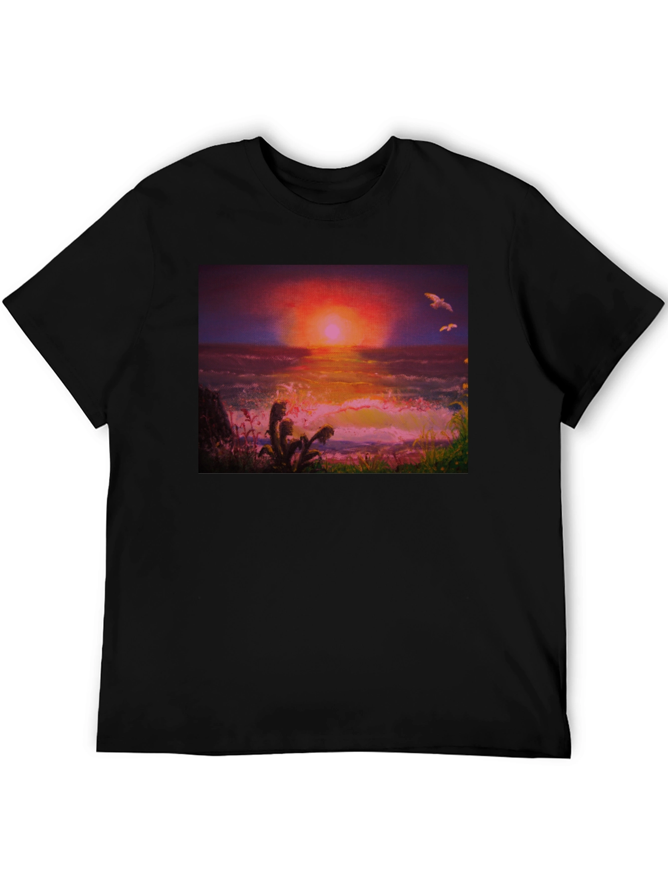 Black Sunset Ocean Graphic Tee - Premium Cotton Blend view 5