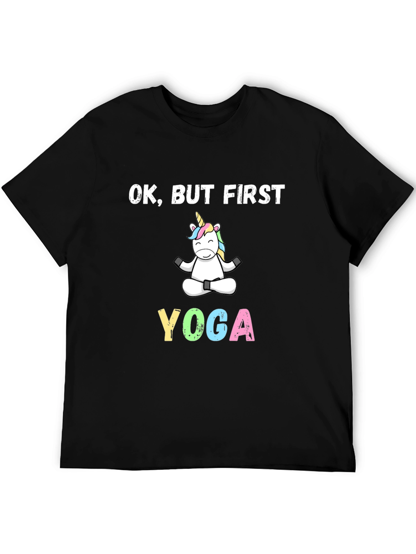 Black Yoga Unicorn T-Shirt - OK, But First Yoga view 5