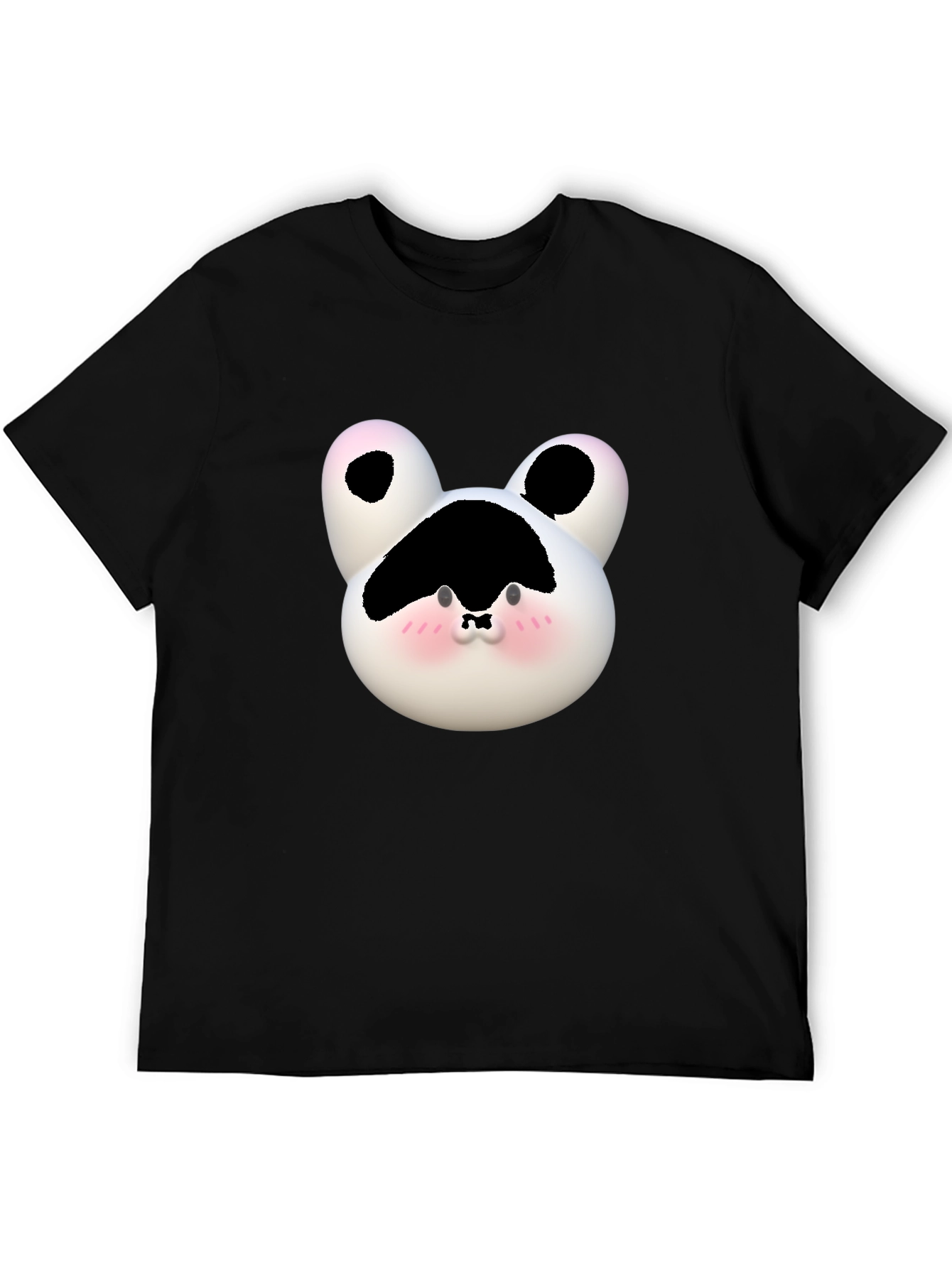 Black Cute Cartoon Cow Face Black T-Shirt view 5