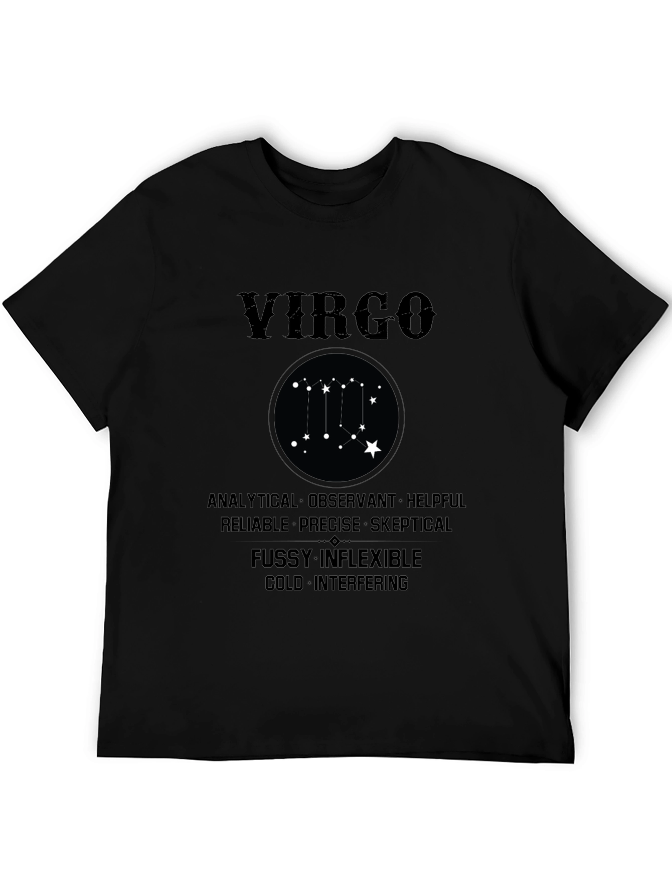Black Virgo Zodiac Sign T-Shirt view 5