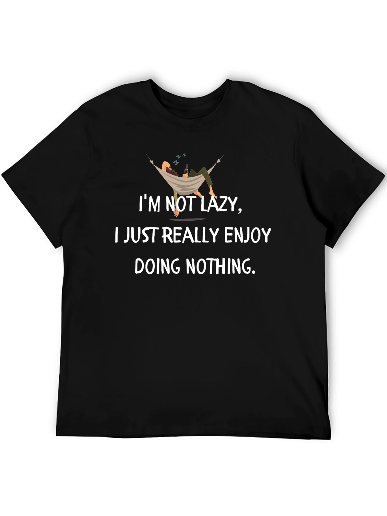 Black Lazy Enjoyment T-Shirt - Doing Nothing view 5