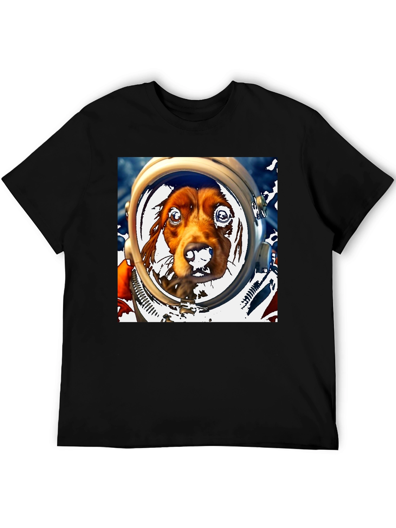 Black Dog Astronaut Graphic Tee - Space Dog Lover T-Shirt view 5