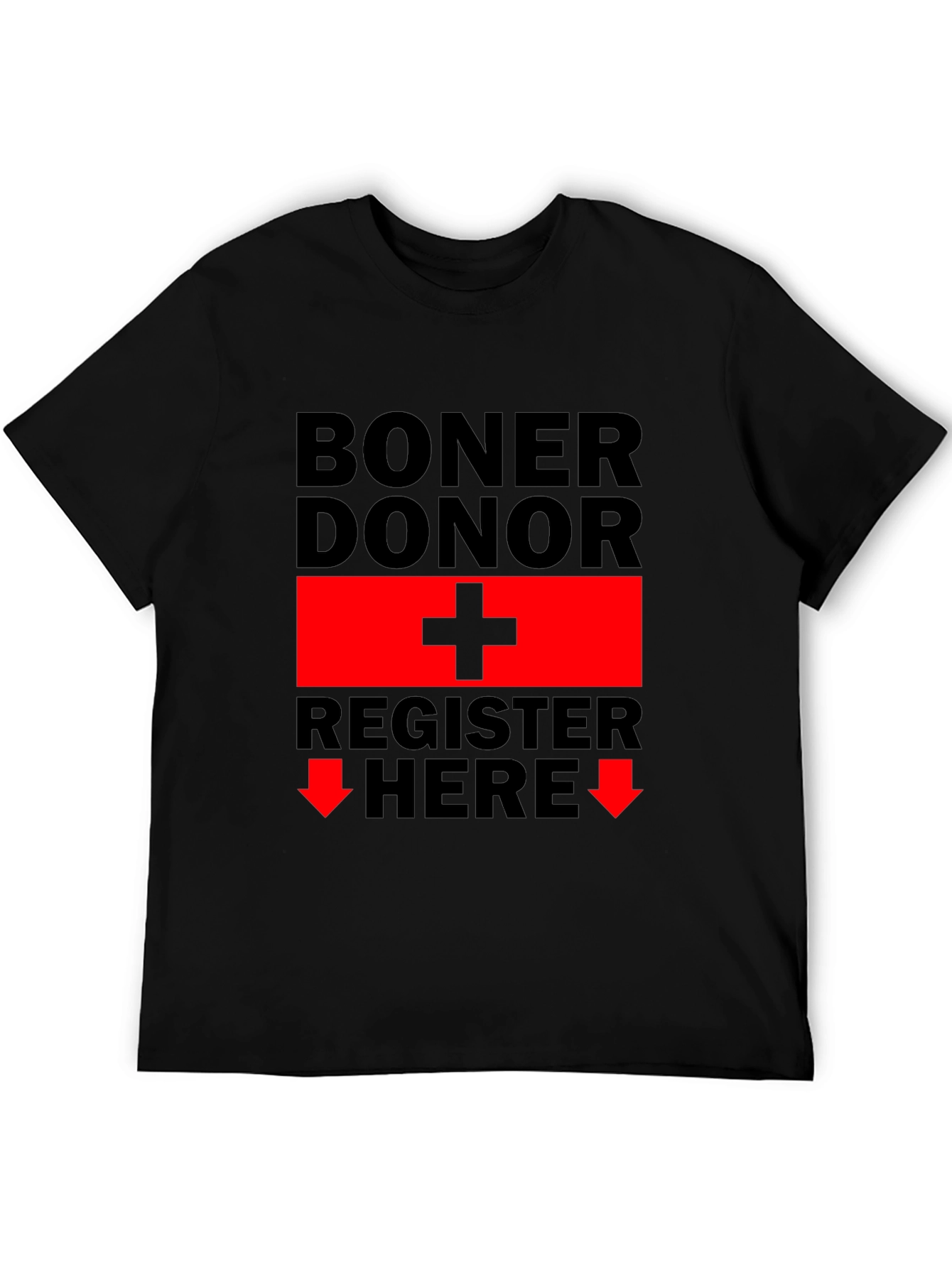 Black Boner Donor Register Here Funny Graphic Tee view 5