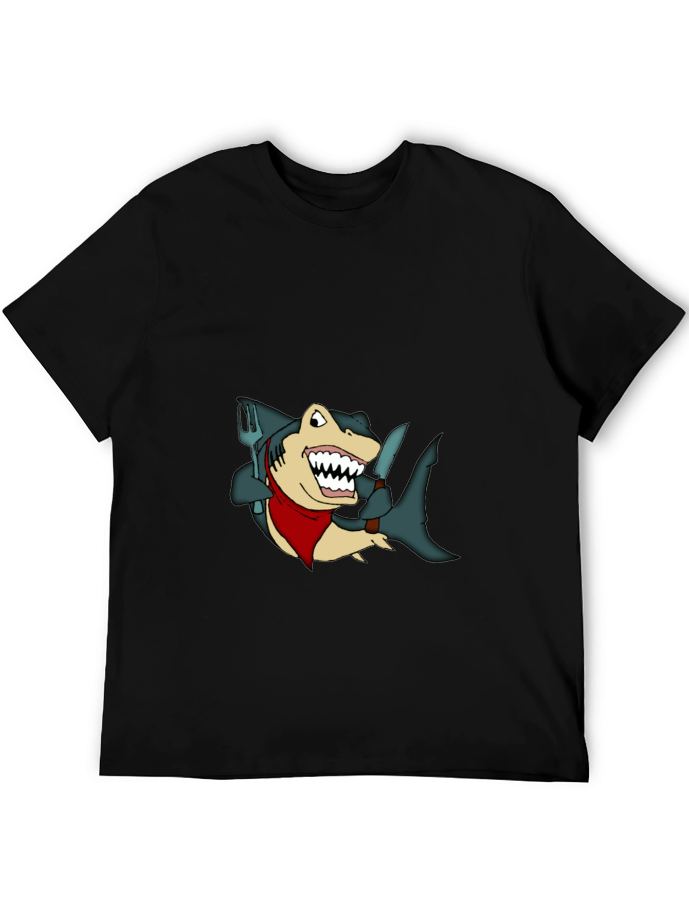 Black Shark Chef T-Shirt - Funny Cartoon Tee view 5