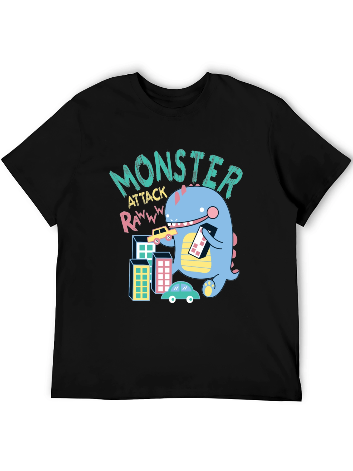 Black Monster Attack Graphic T-Shirt - Fun & Unique Design view 5