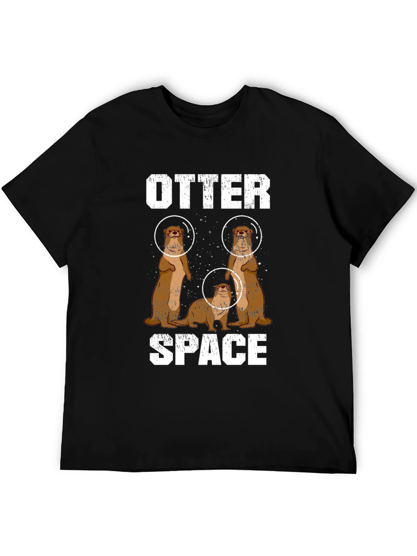 Black Otter Space Graphic Tee - Men's Black T-Shirt view 5