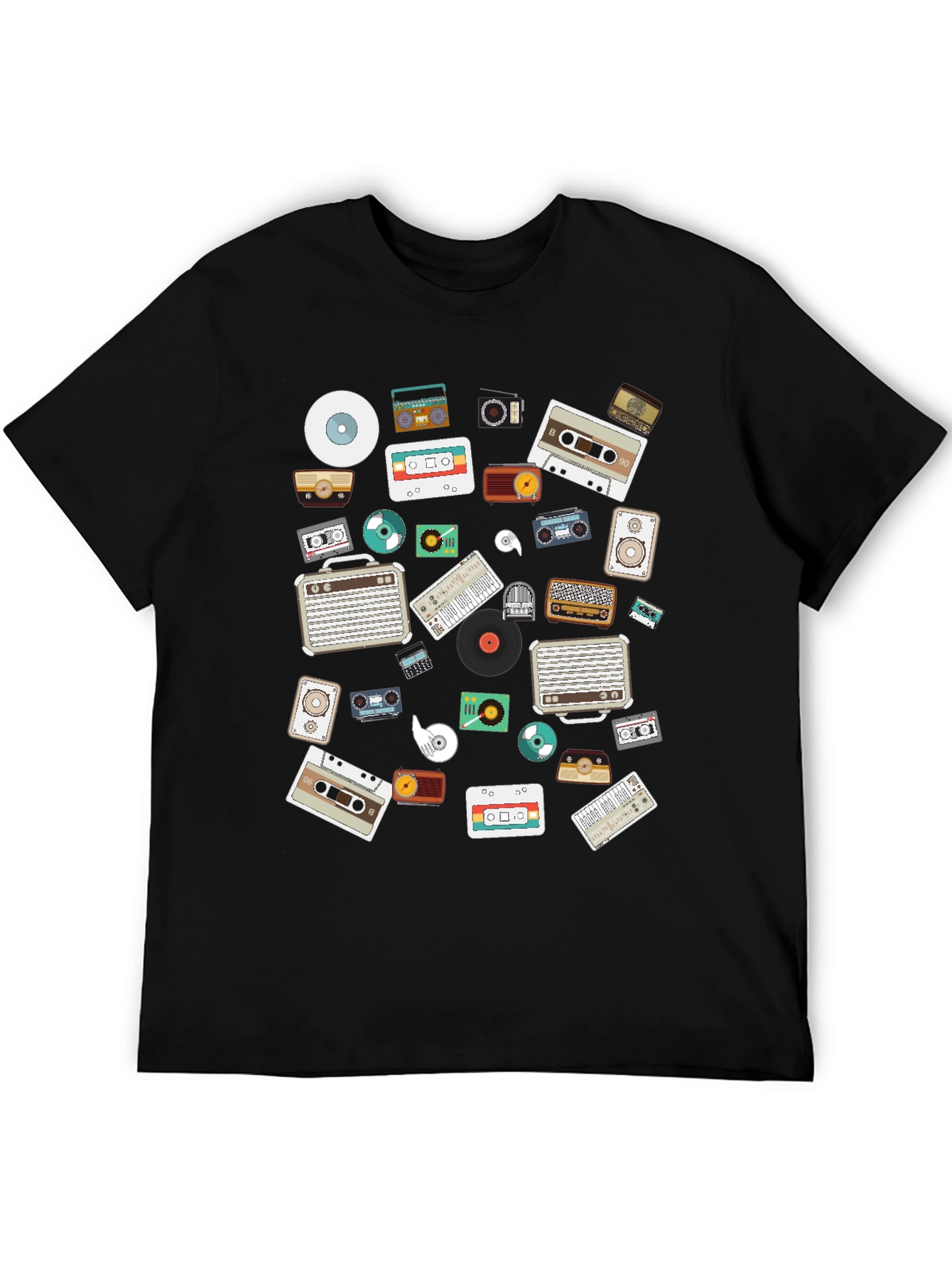 Black Retro Music Lover's Black Graphic Tee view 5