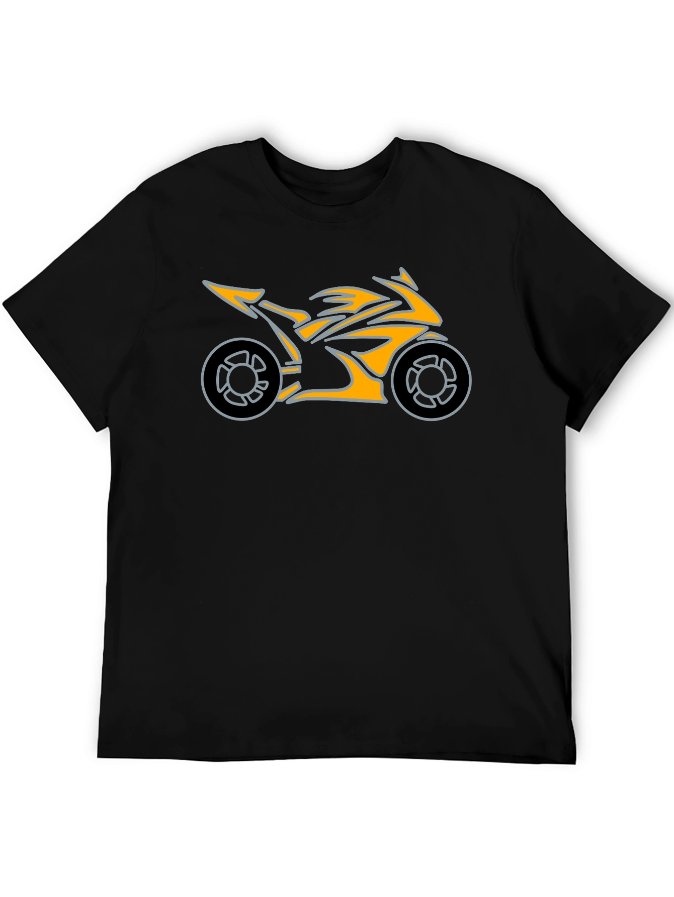 Black Motorcycle Graphic Tee - Black Cotton T-Shirt view 5