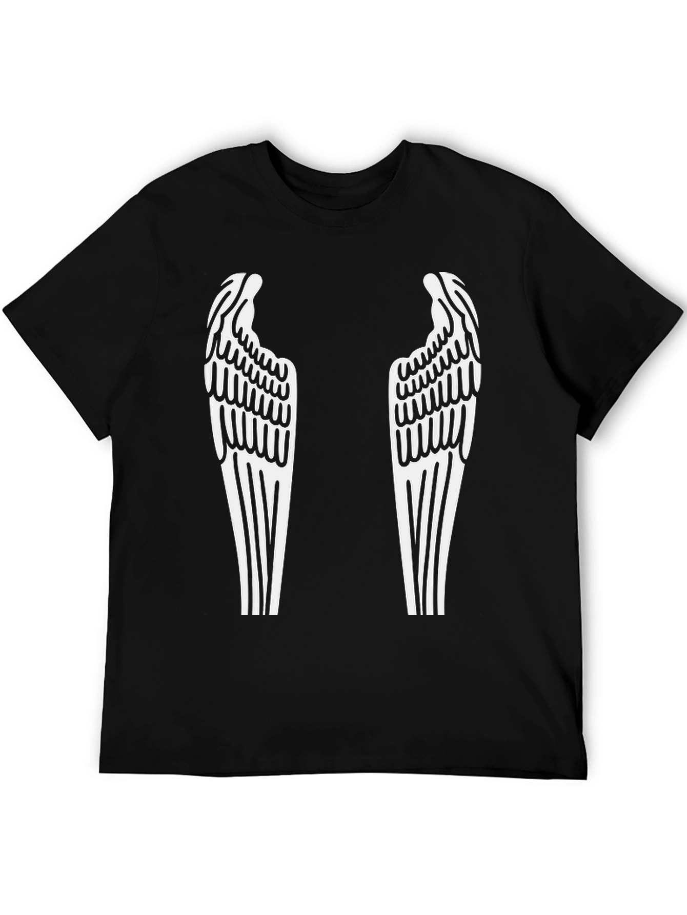 Black Angel Wings Graphic Tee - Black Cotton Blend view 5