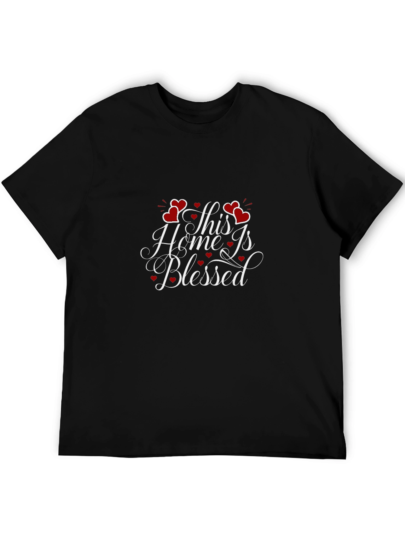 Black Blessed Home T-Shirt, Heart Accents view 5