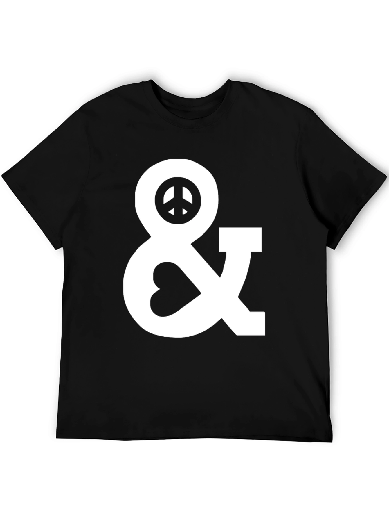 Black Peace & Love Graphic T-Shirt - Black Cotton Blend view 5