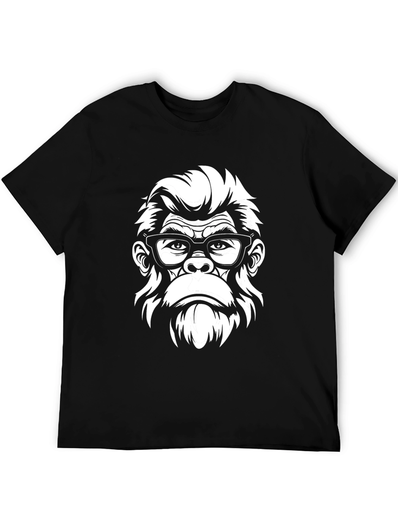 Black Cool Gorilla with Glasses Graphic T-Shirt - Black view 5