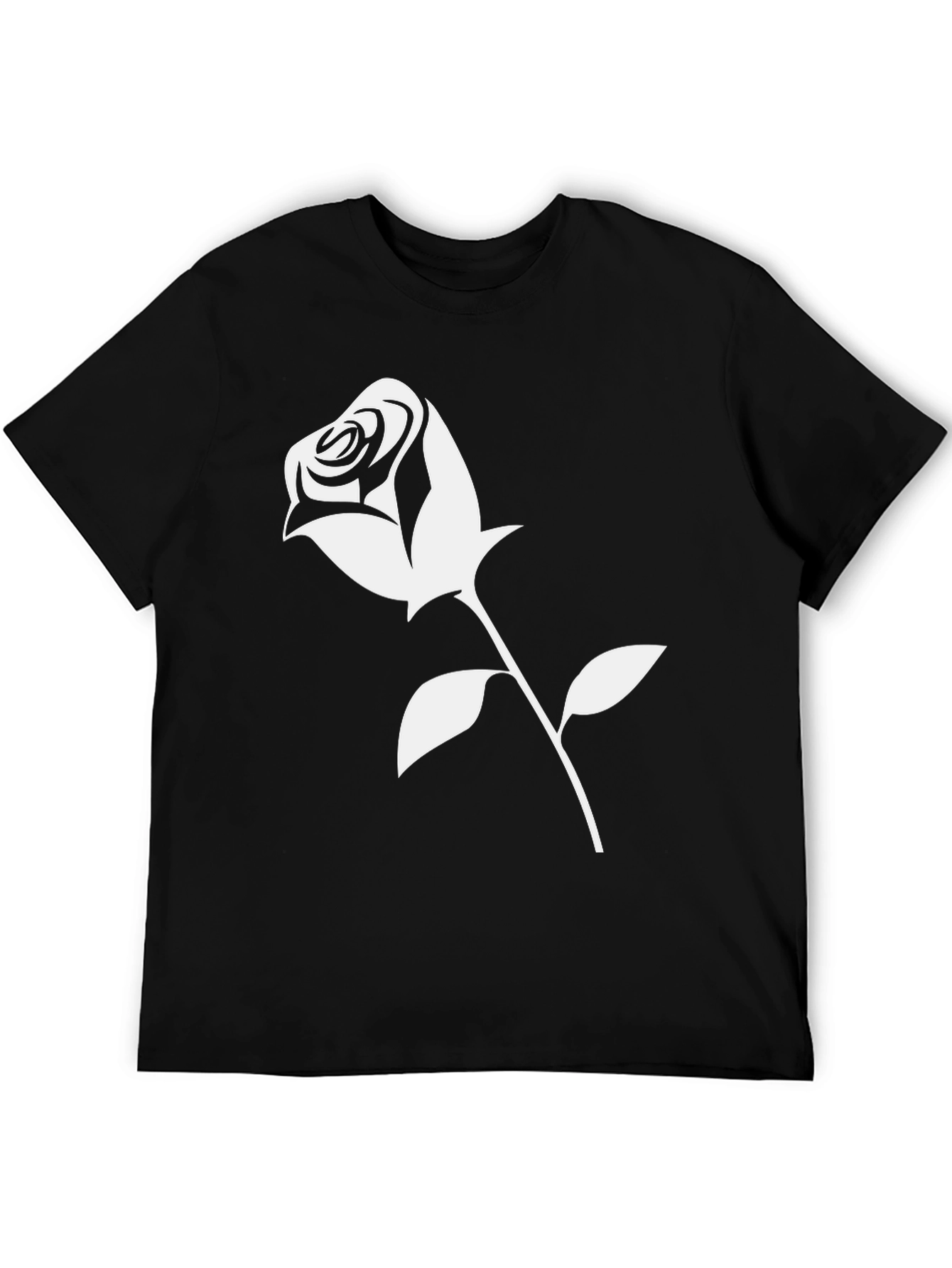 Black Black T-Shirt with White Rose Graphic view 5
