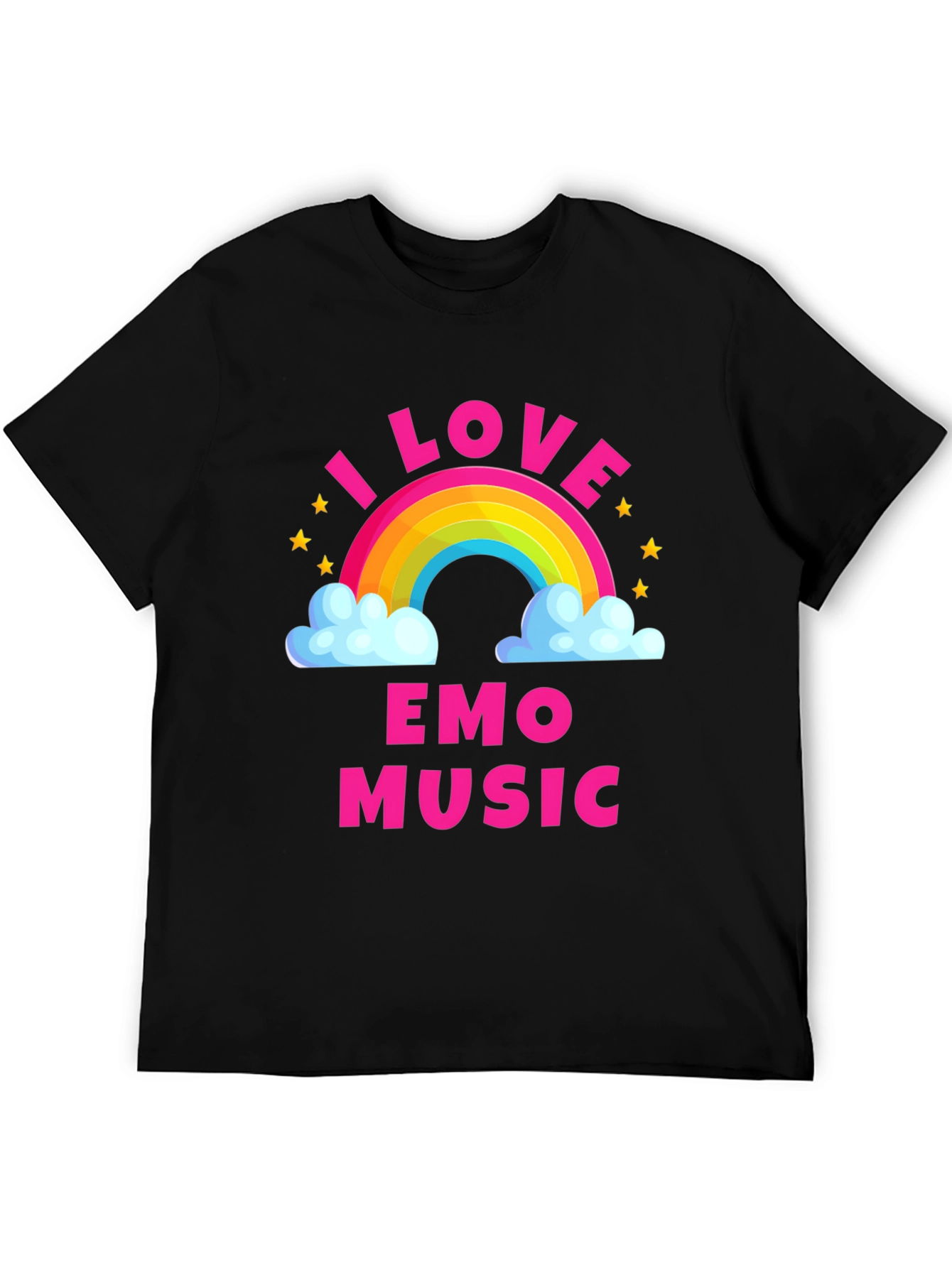 Black I Love Emo Music Rainbow T-Shirt view 5